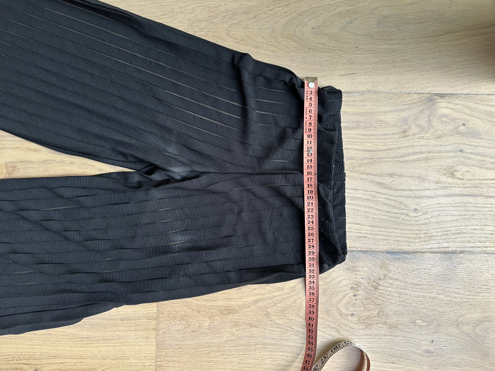 Black Women's Wide Leg Ribbed Trousers Elastic Waist Large image 2
