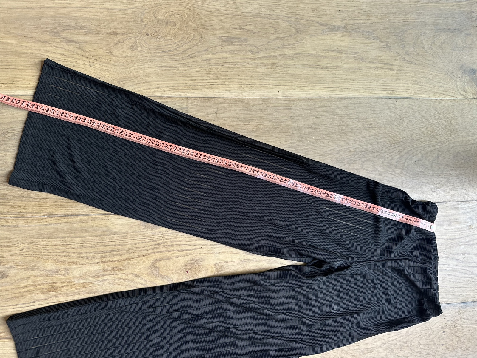 Black Women's Wide Leg Ribbed Trousers Elastic Waist Large image 3