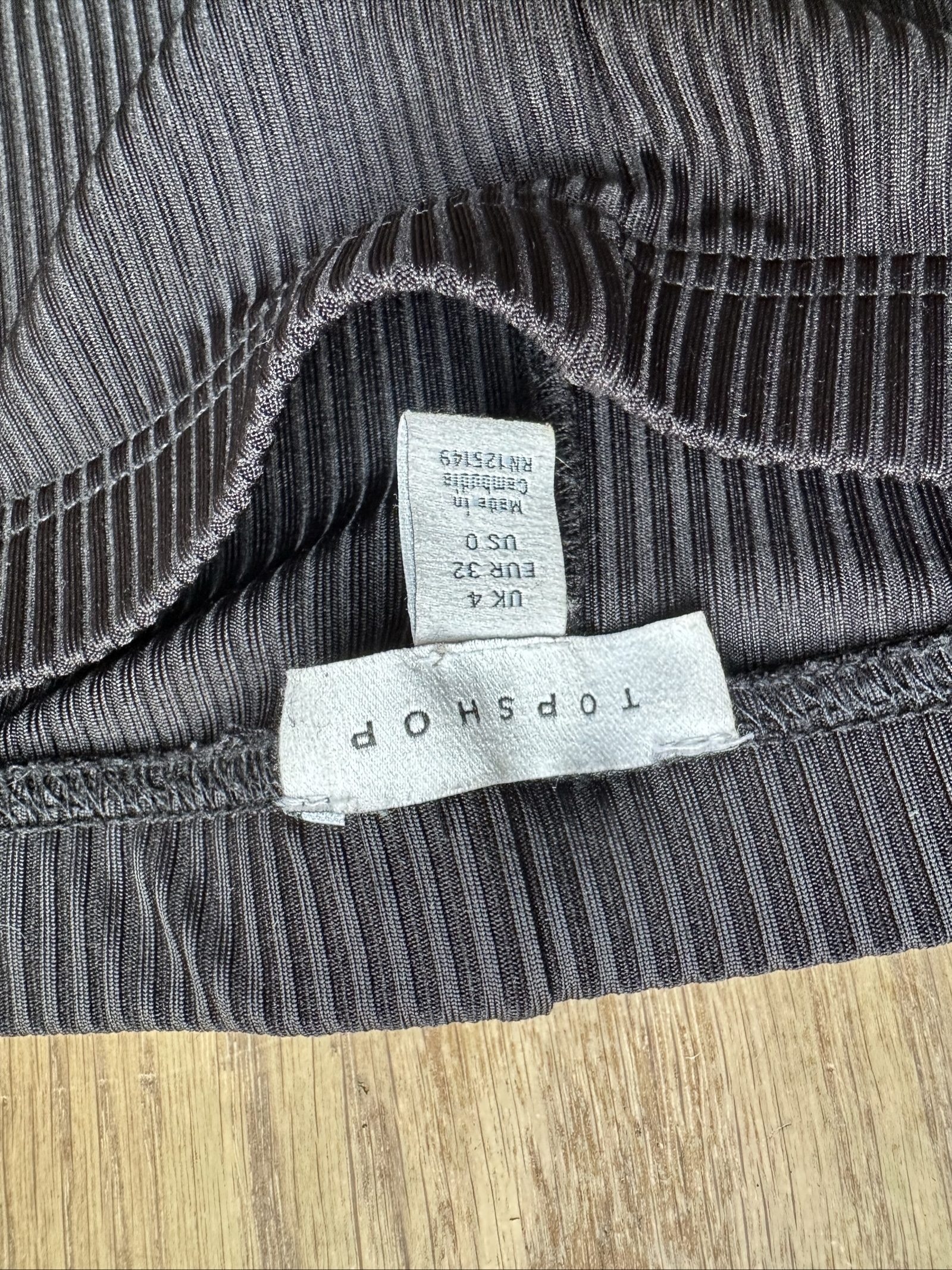 Topshop Black Ribbed Flared Trousers UK 4 image 2