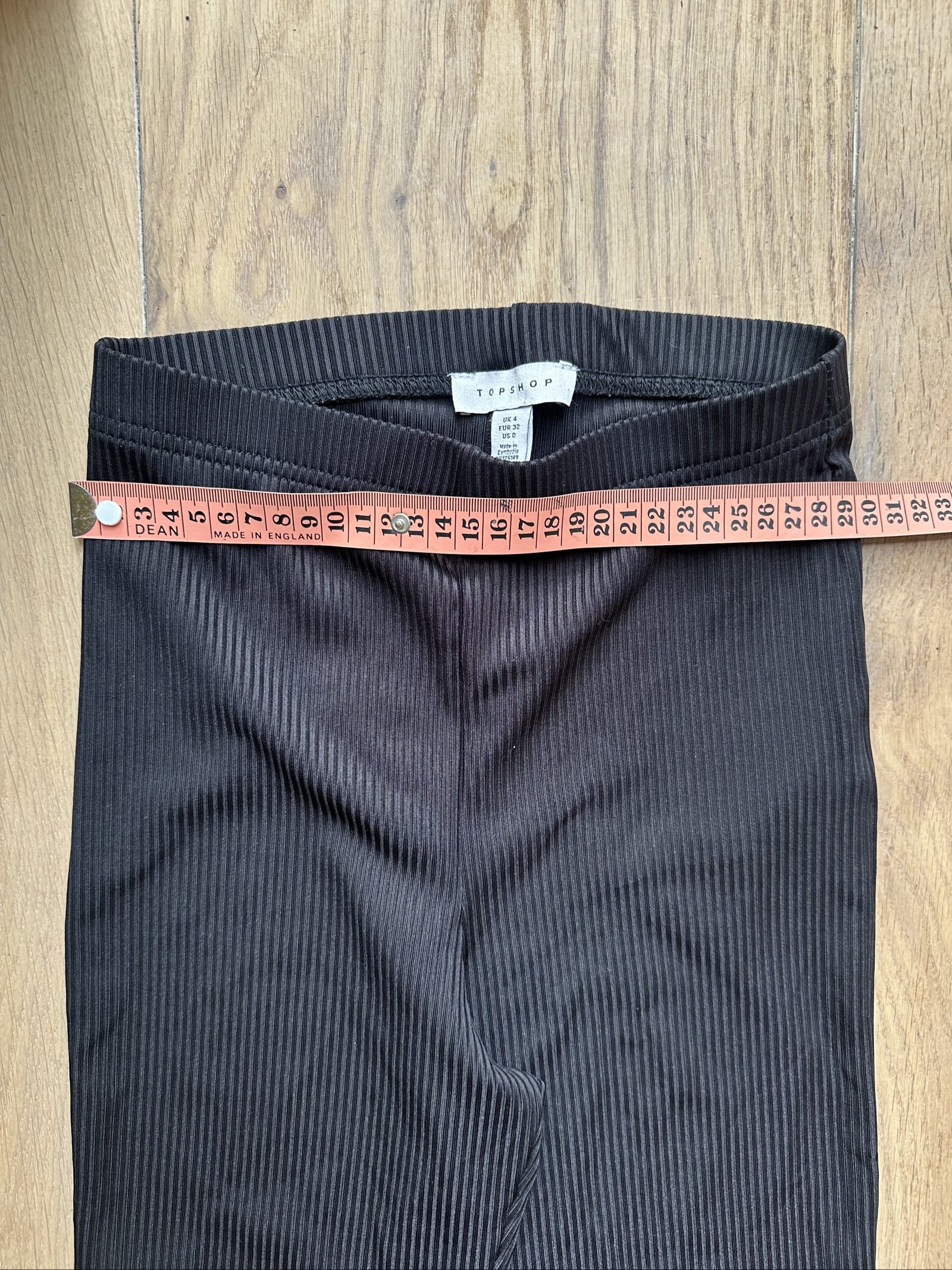 Topshop Black Ribbed Flared Trousers UK 4 image 3