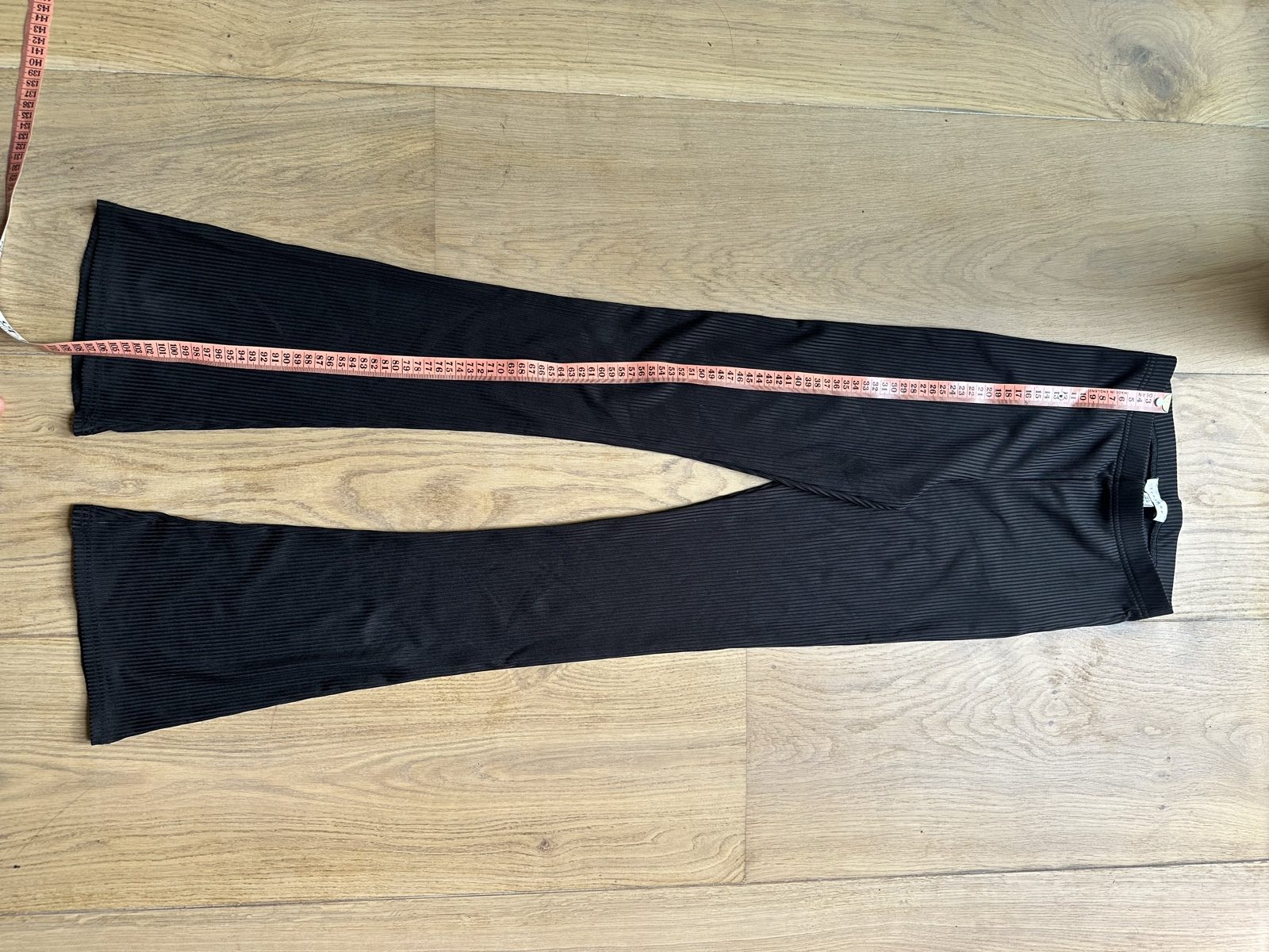 Topshop Black Ribbed Flared Trousers UK 4 image 4