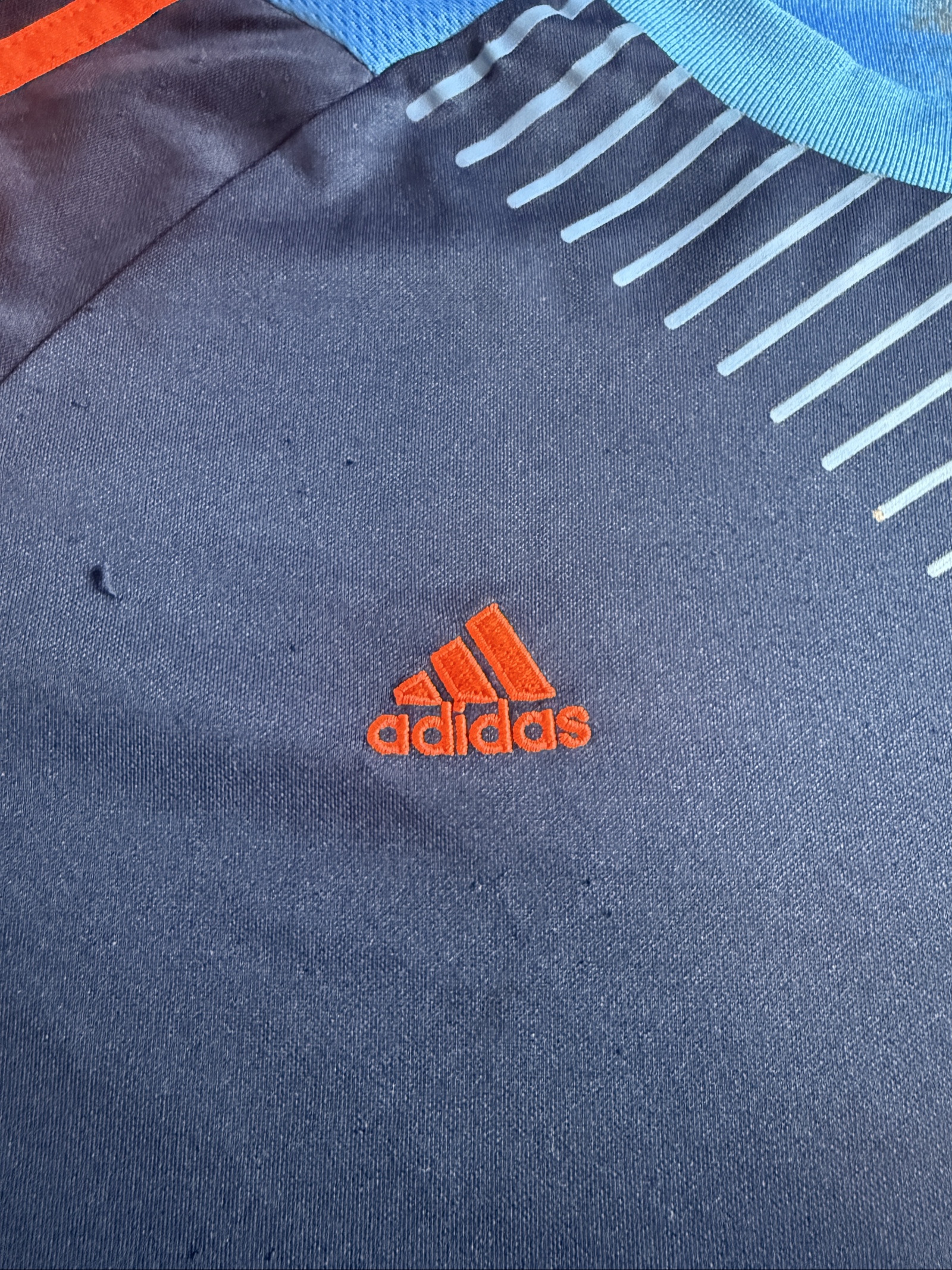 Adidas Men’s Navy Blue & Orange Climacool Sports T-Shirt Large image 3