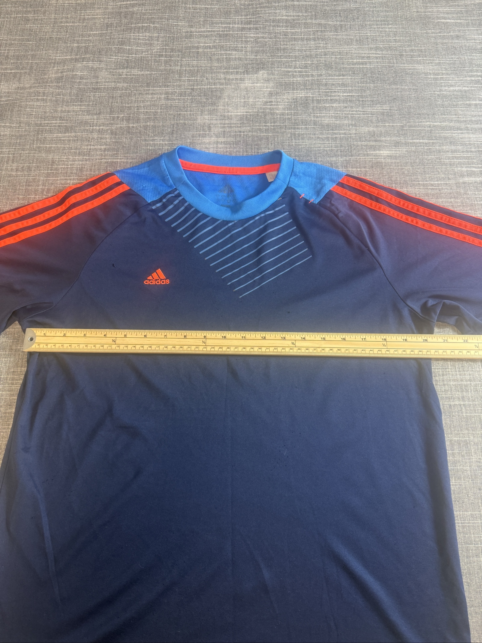 Adidas Men’s Navy Blue & Orange Climacool Sports T-Shirt Large image 5