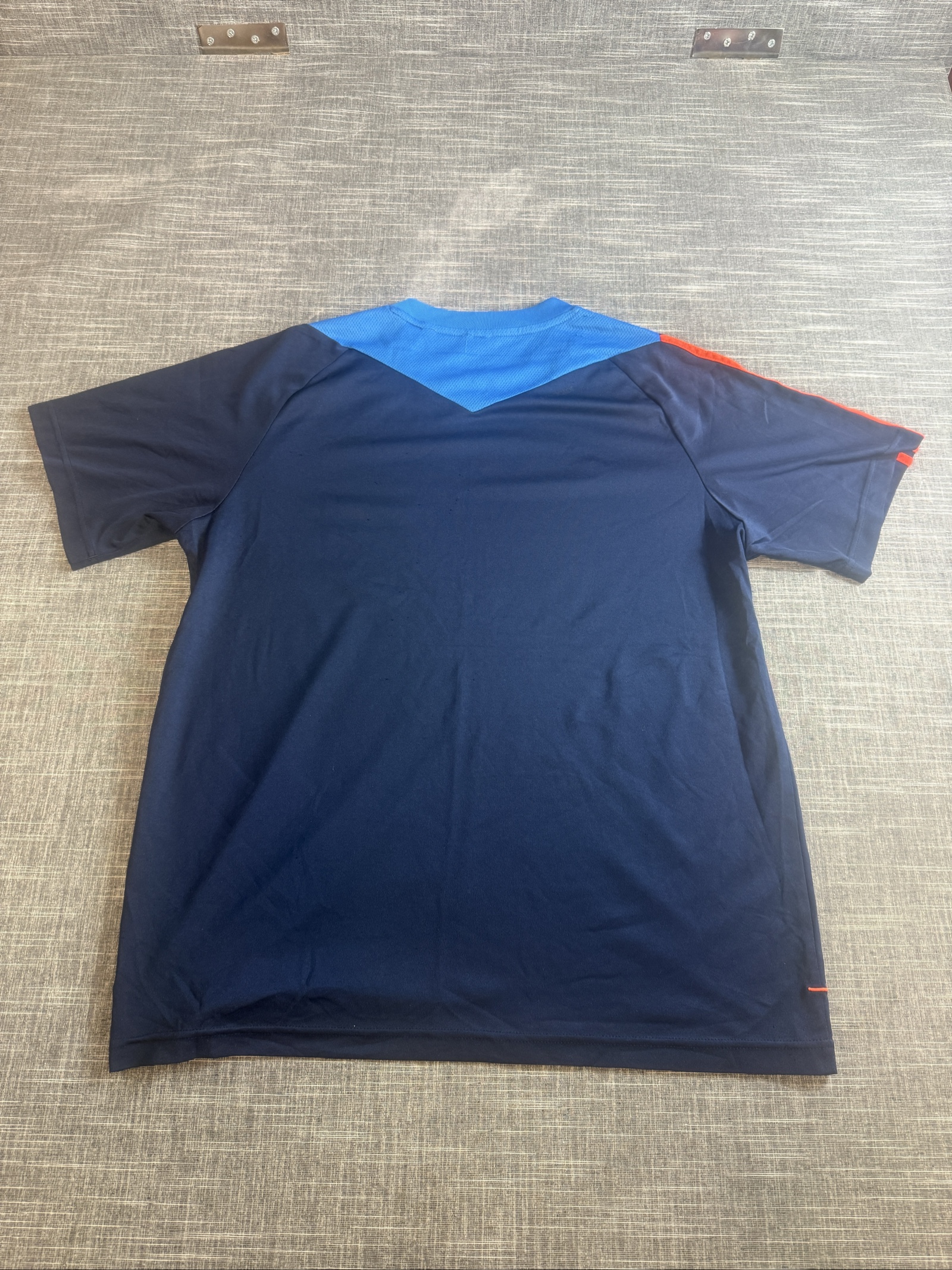 Adidas Men’s Navy Blue & Orange Climacool Sports T-Shirt Large image 7
