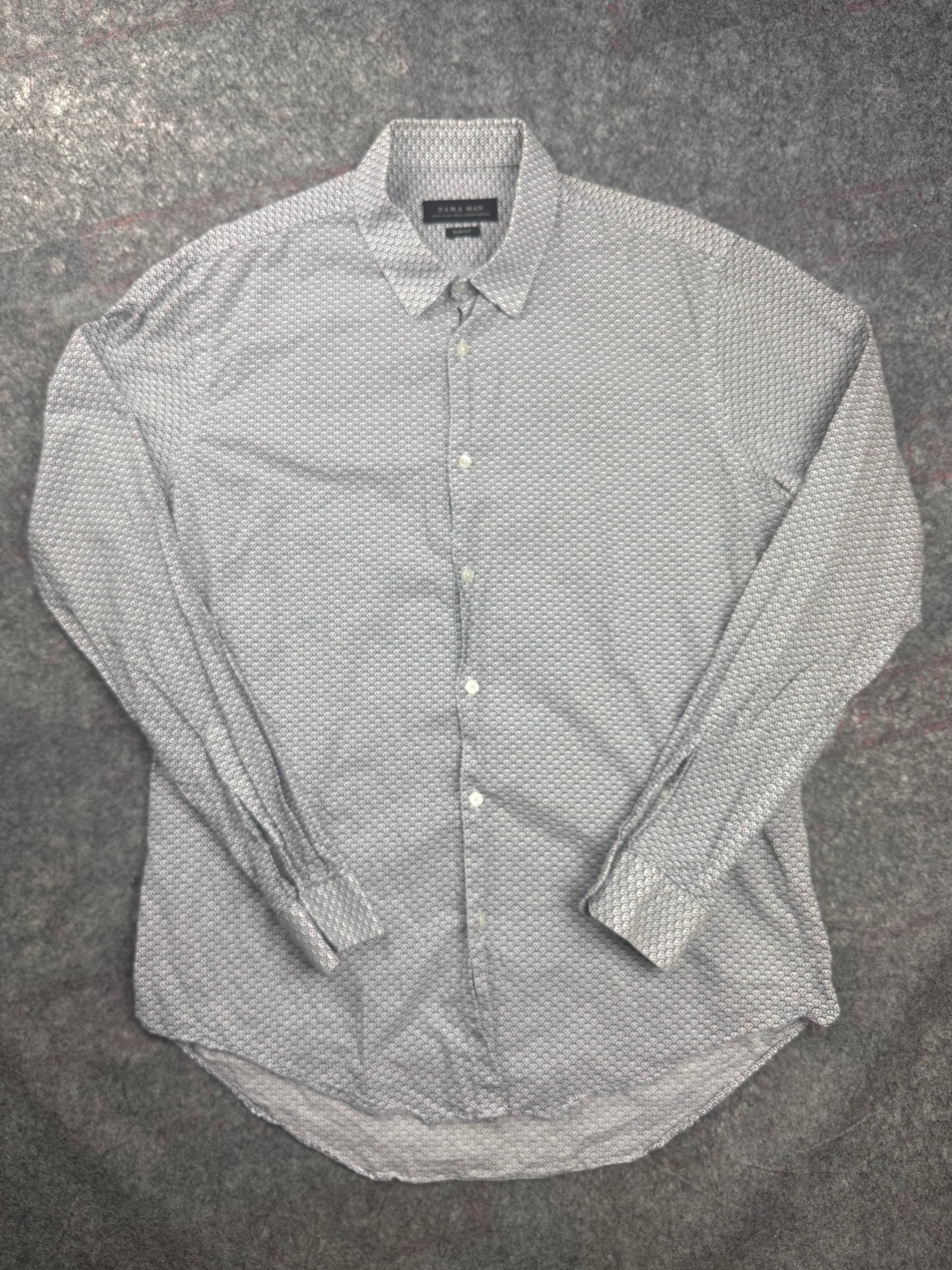 Zara Man White & Black Skull Print Slim Fit Shirt EUR XL / USA XL
