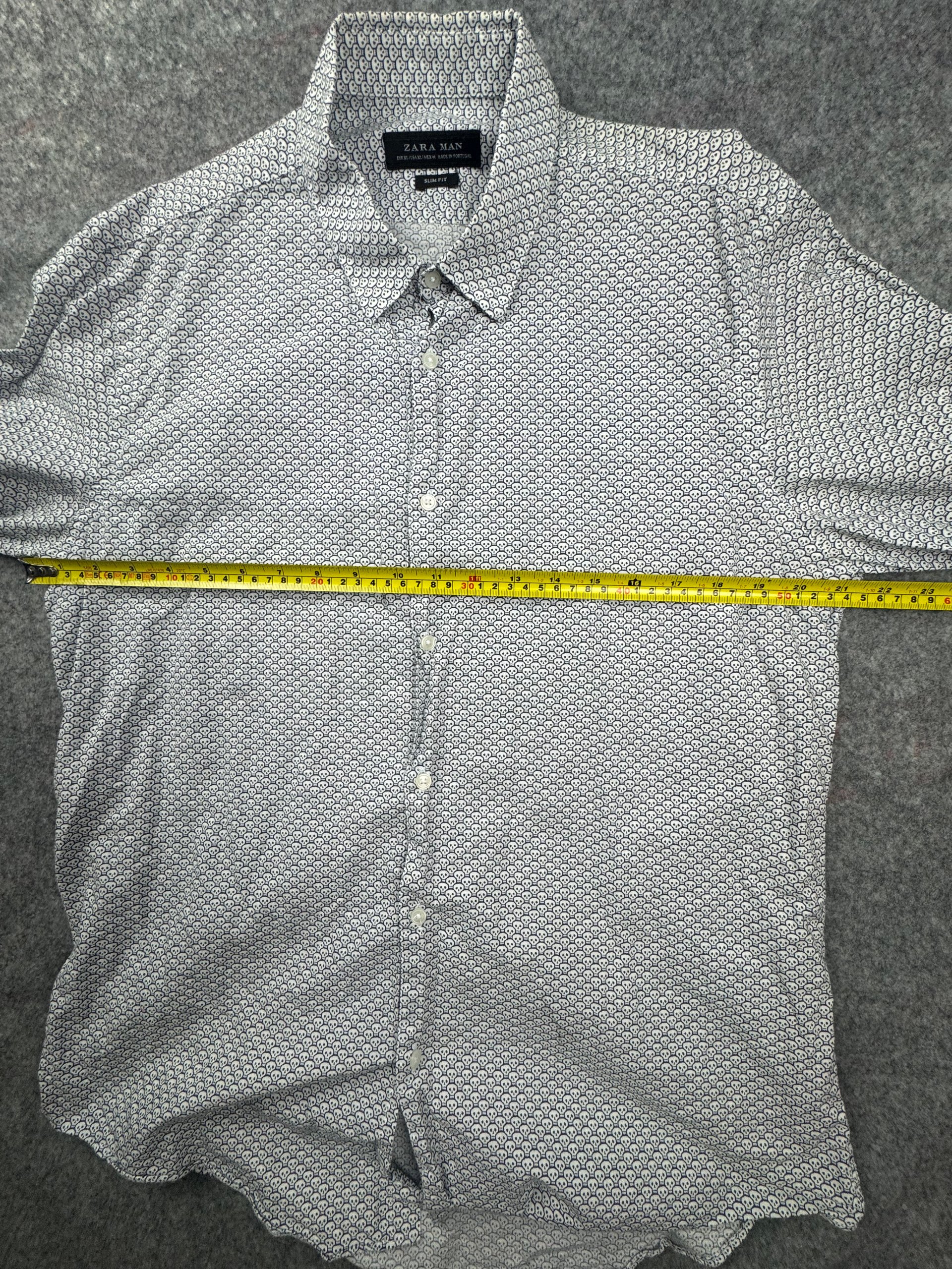 Zara Man White & Black Skull Print Slim Fit Shirt EUR XL / USA XL image 2
