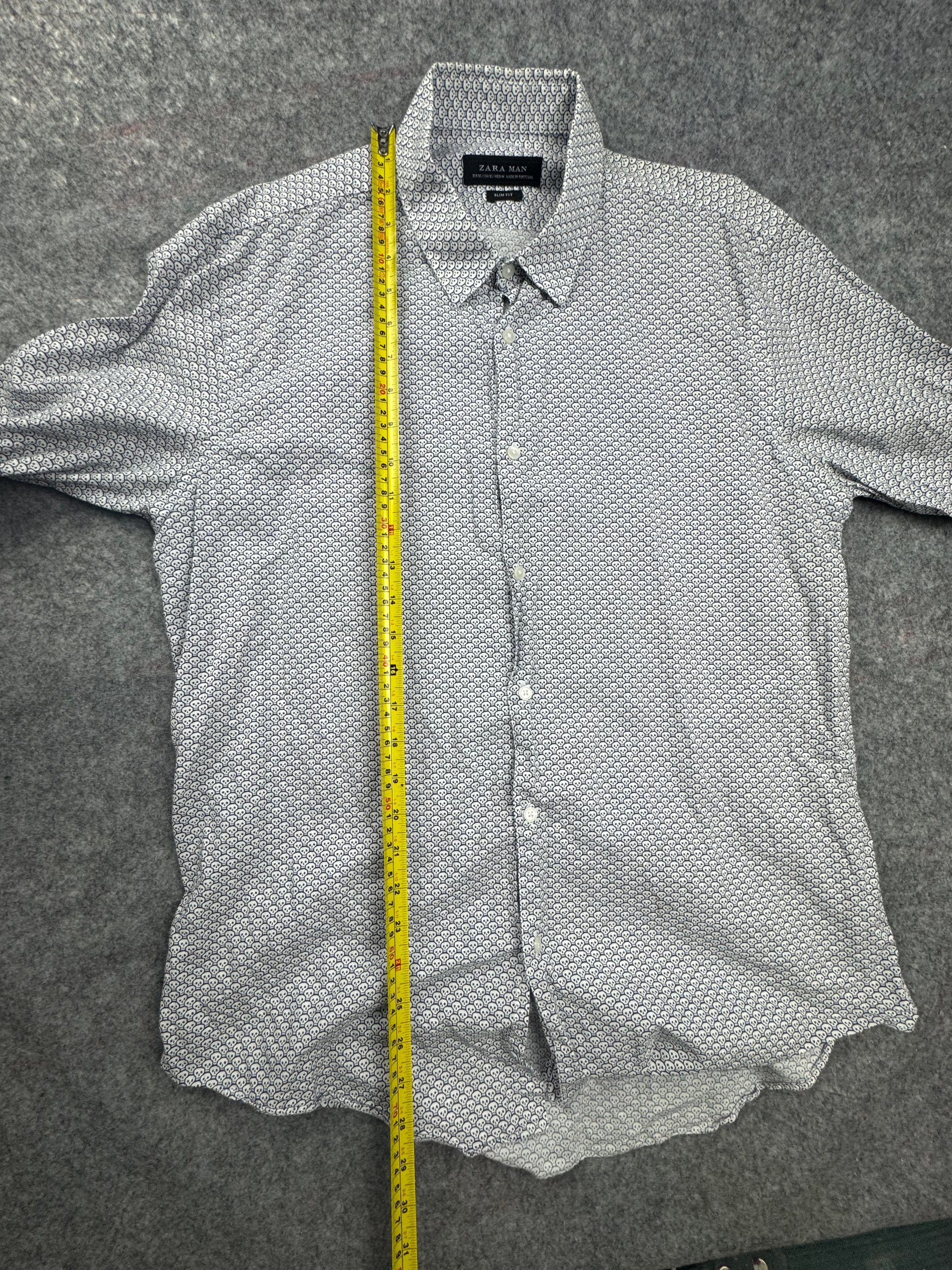 Zara Man White & Black Skull Print Slim Fit Shirt EUR XL / USA XL image 5