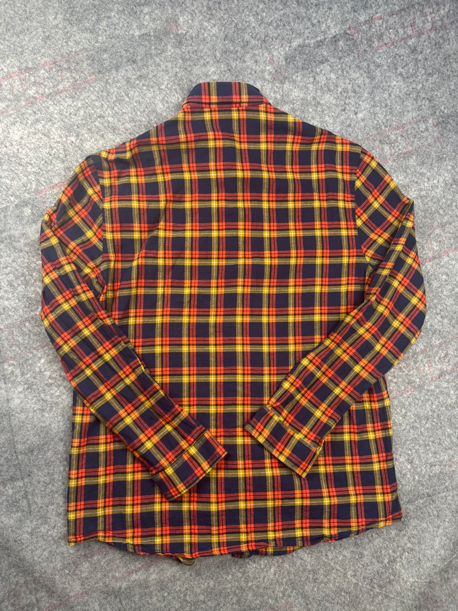 Zara Man Navy, Red & Yellow Check Long Sleeve Shirt Regular Fit Large image 5