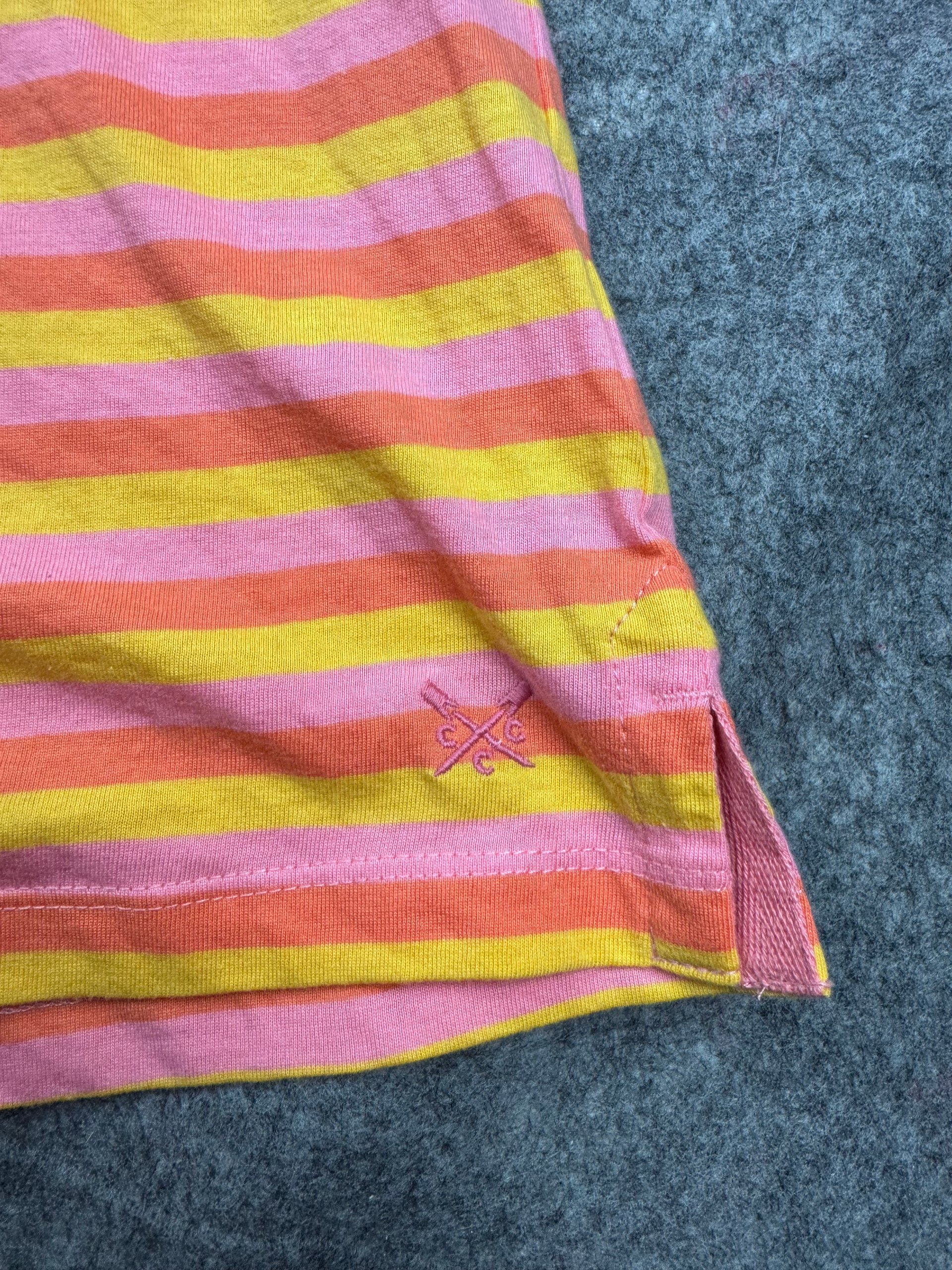 Crew Clothing Company Pink & Yellow Stripe V‑Neck T‑Shirt UK 14 image 3