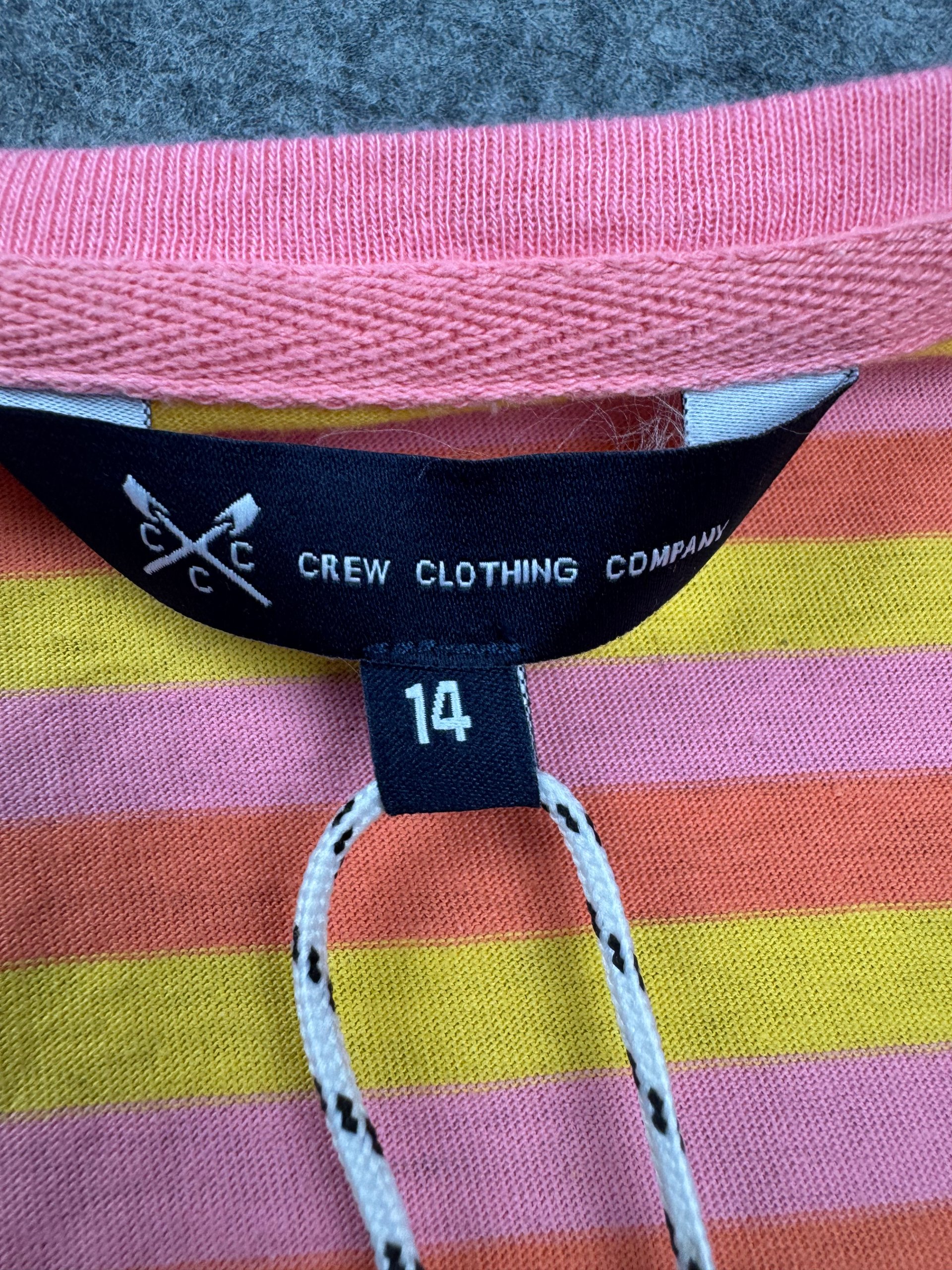 Crew Clothing Company Pink & Yellow Stripe V‑Neck T‑Shirt UK 14 image 4