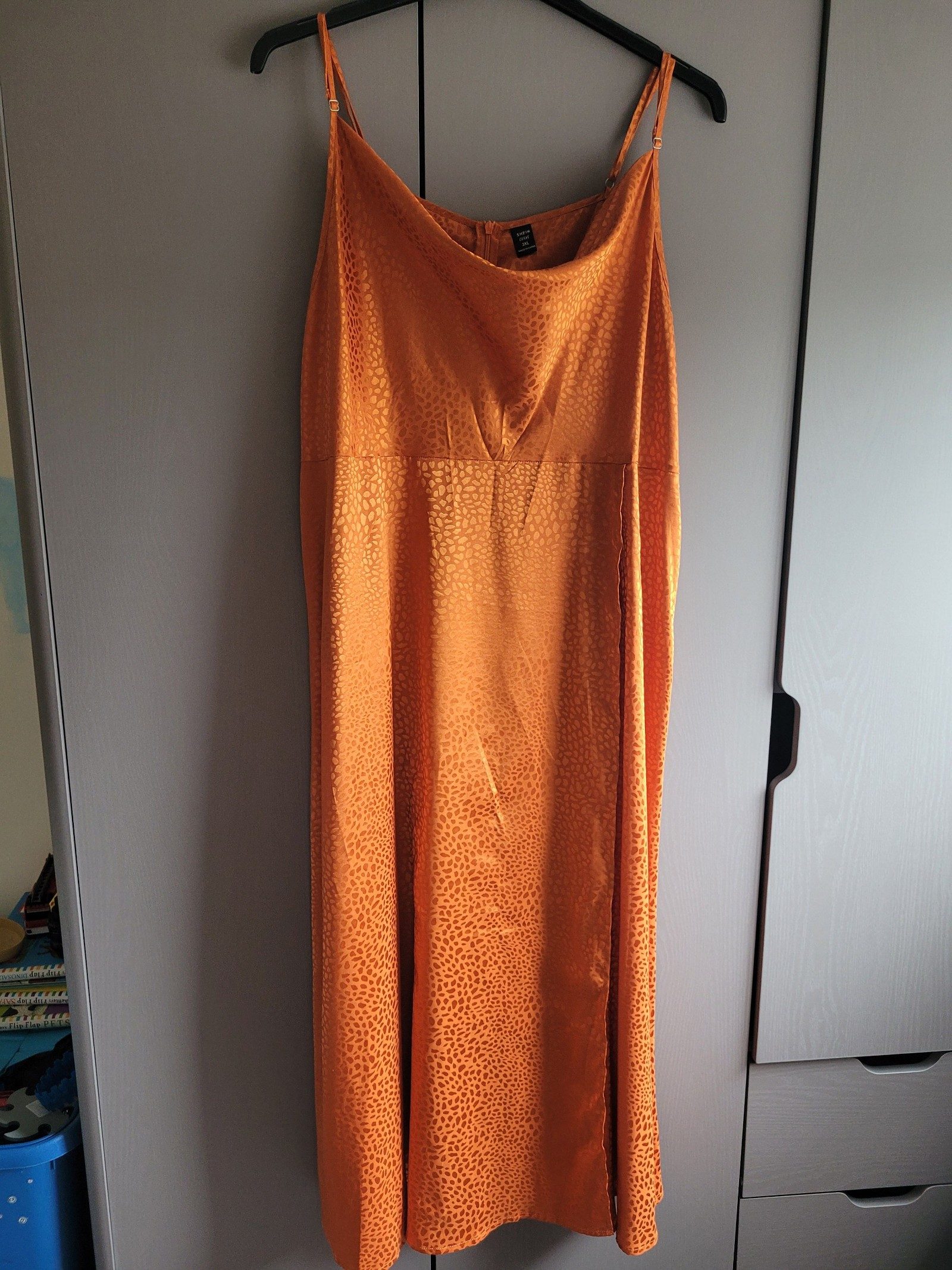 SHEIN Women's Orange Satin Slip Dress 3XL Jacquard