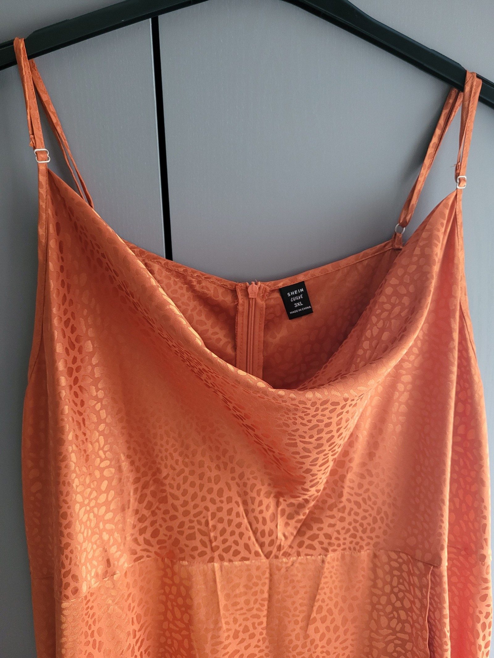 SHEIN Women's Orange Satin Slip Dress 3XL Jacquard image 2