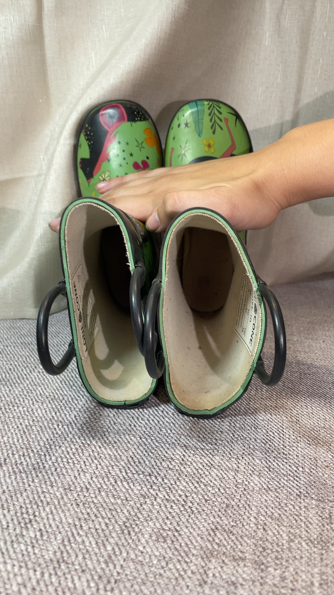 Lone Cone Green Horse Print Rain Boots US 10 Kids image 3