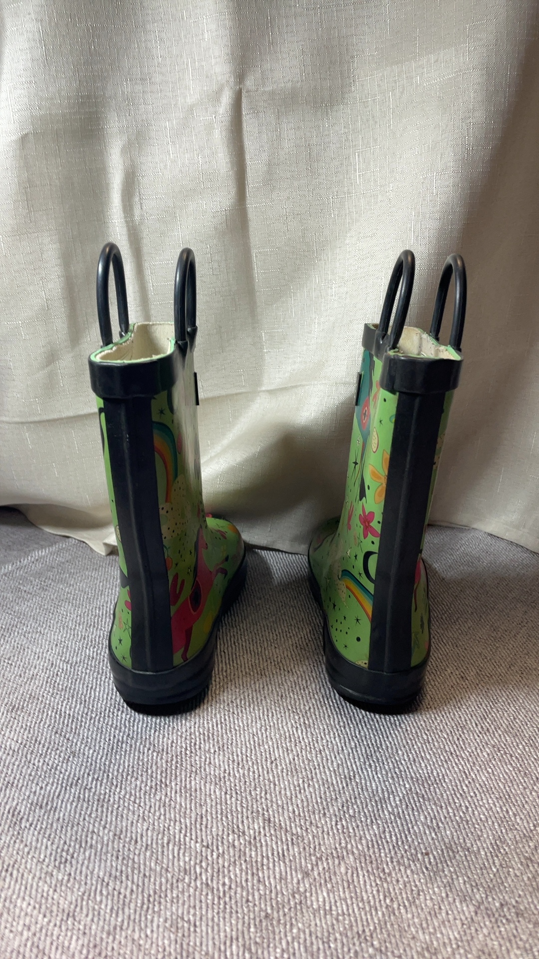 Lone Cone Green Horse Print Rain Boots US 10 Kids image 6
