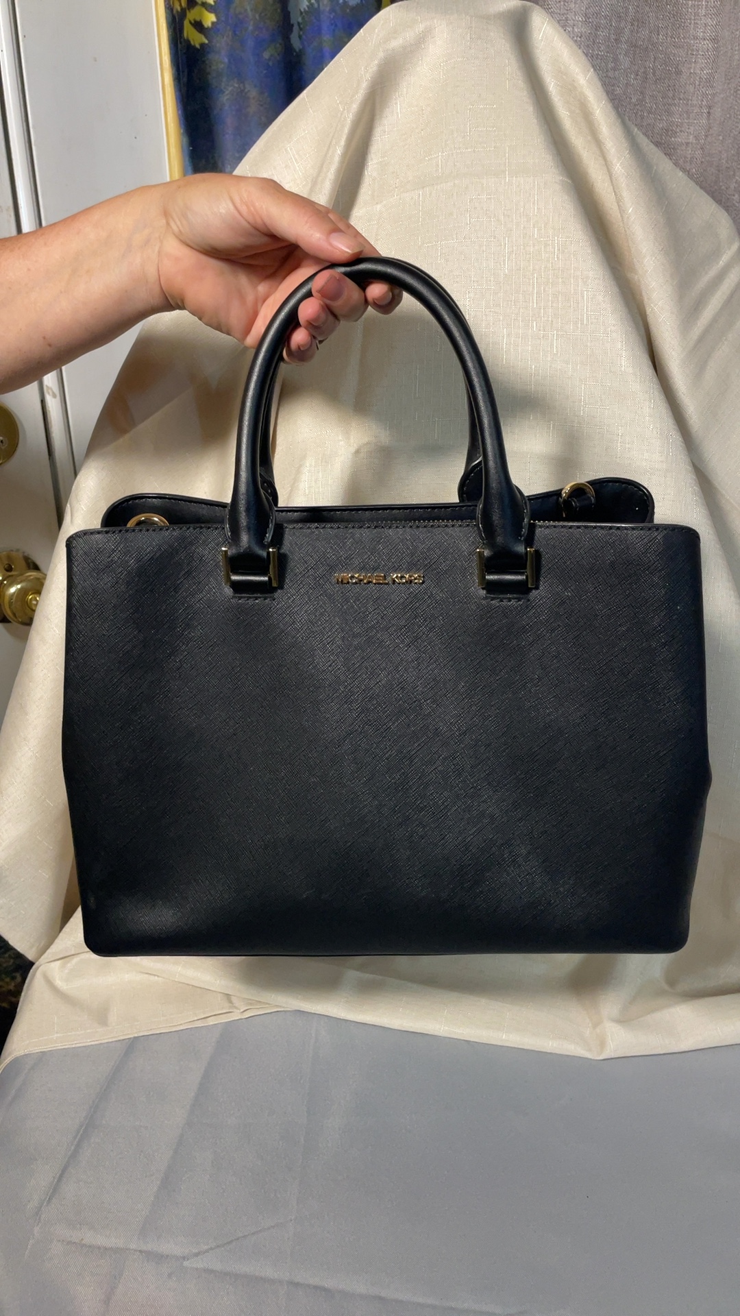Michael Kors Black Leather Satchel Handbag