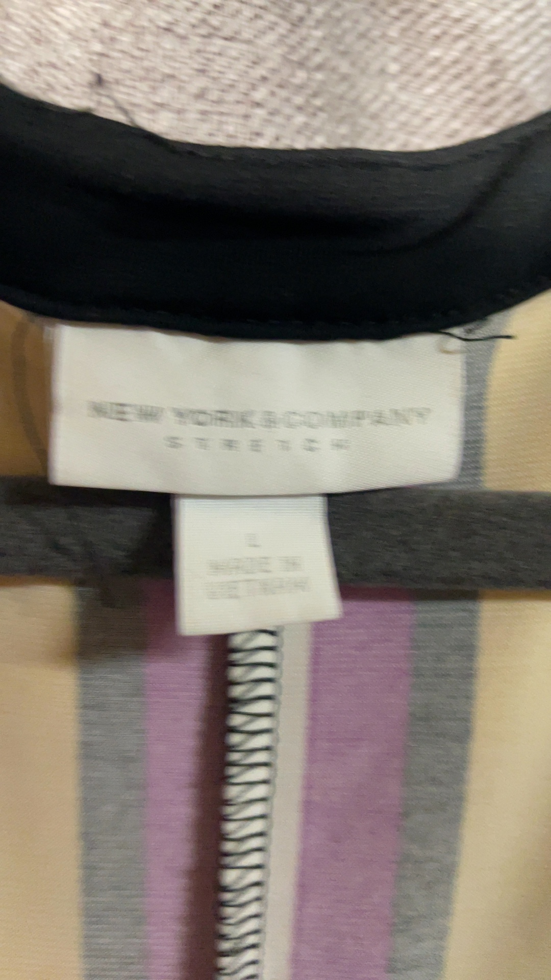 New York & Company Multi-Colour Striped Wrap Dress Large Polyester Spandex image 4