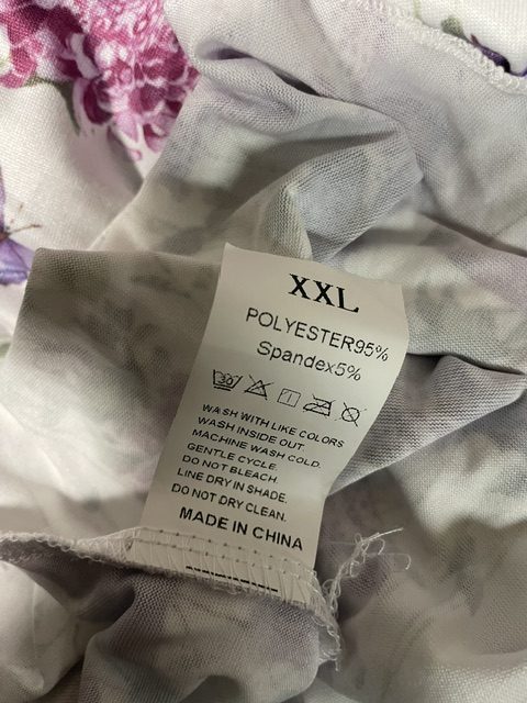 XXL White & Purple Floral Butterfly Maxi Dress with Purple Top image 5