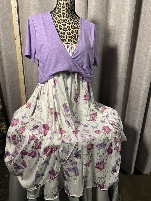 XXL White & Purple Floral Butterfly Maxi Dress with Purple Top image 6