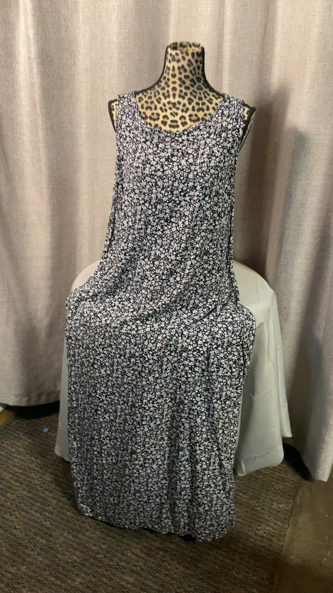 Noracora Black & White Floral Sleeveless Maxi Dress 2XL Polyester