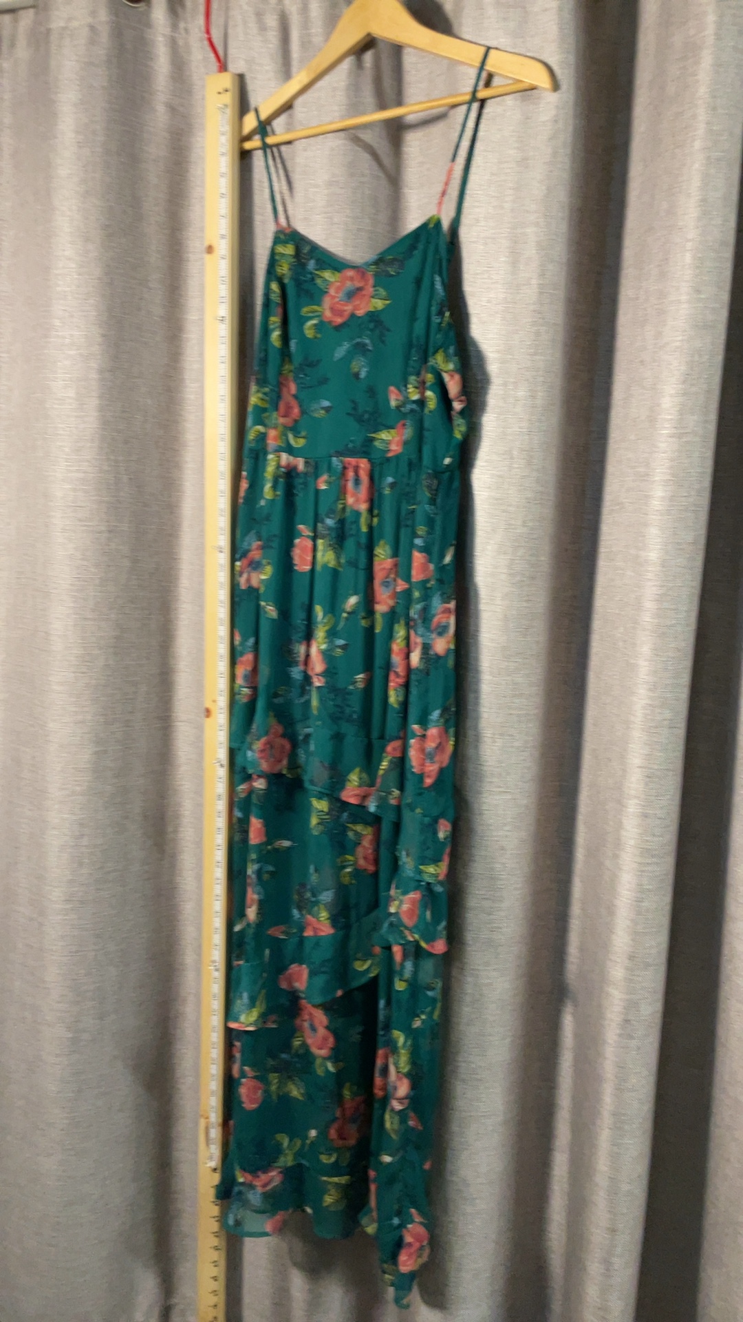 Xhilaration Women Green Floral Maxi Dress XXL
