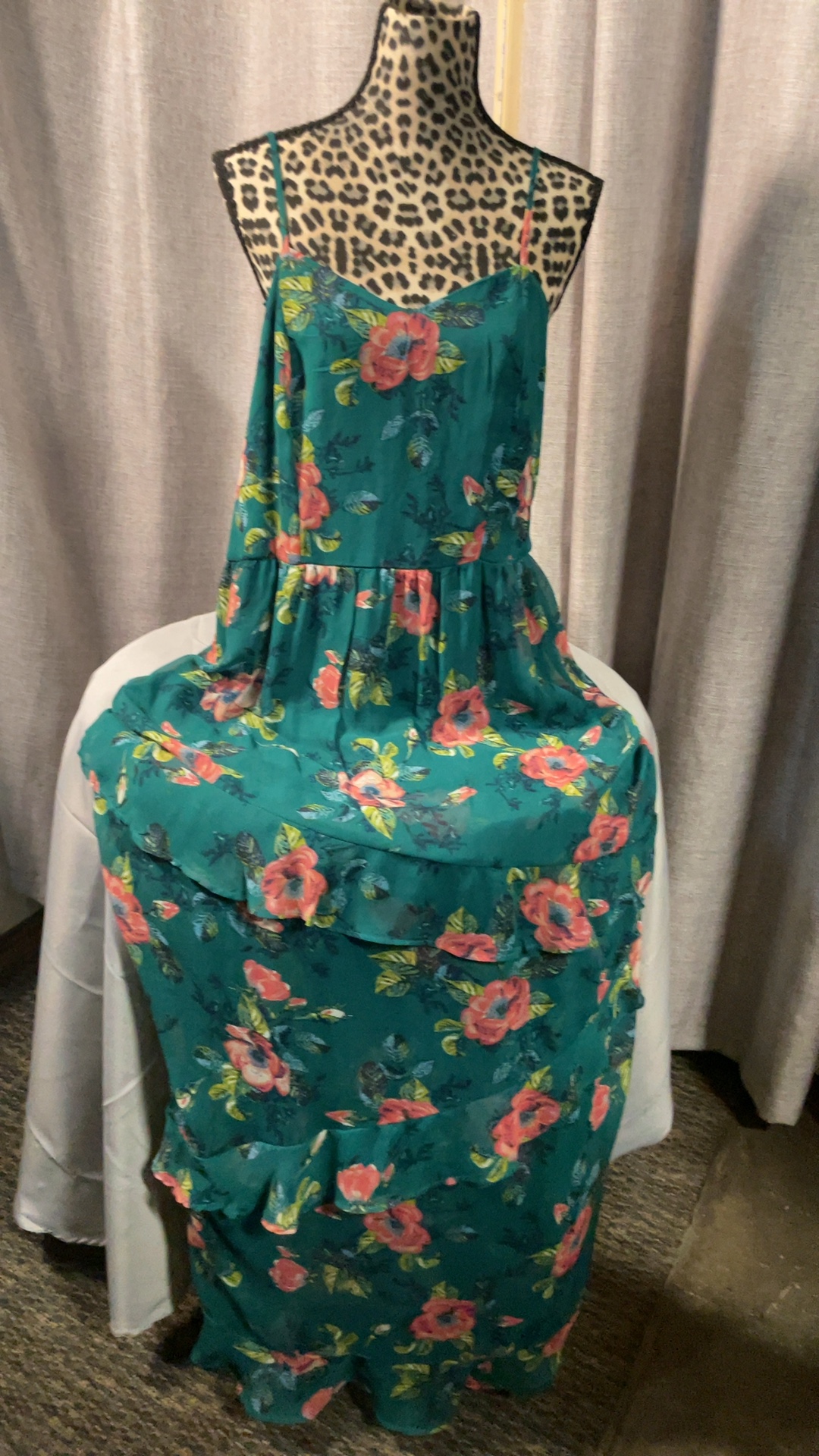 Xhilaration Women Green Floral Maxi Dress XXL image 8