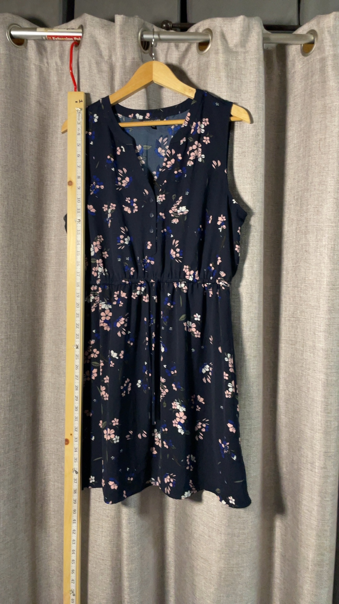Dark Navy Floral Sleeveless Dress Polyester Size L image 5