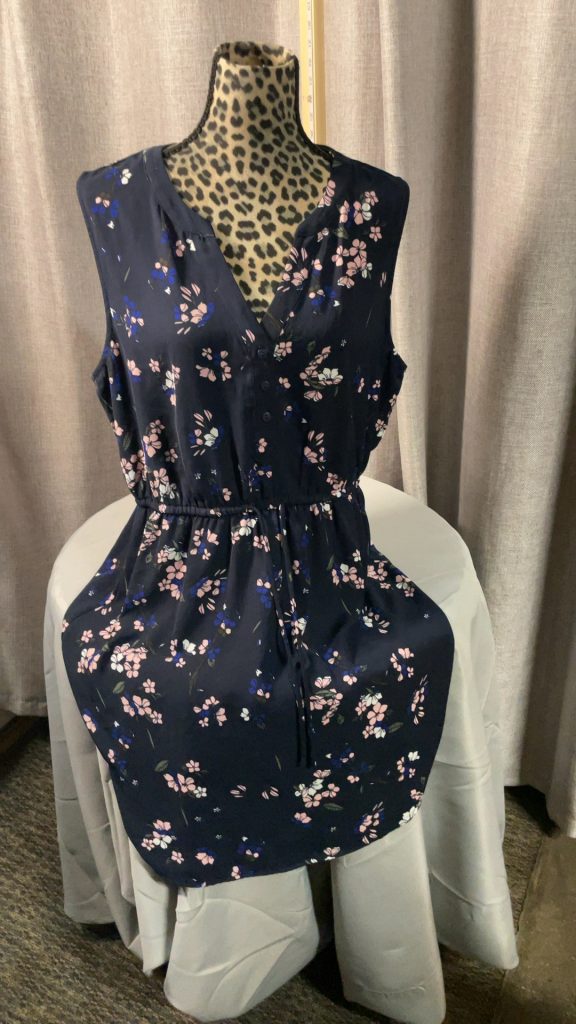 Dark Navy Floral Sleeveless Dress Polyester Size L