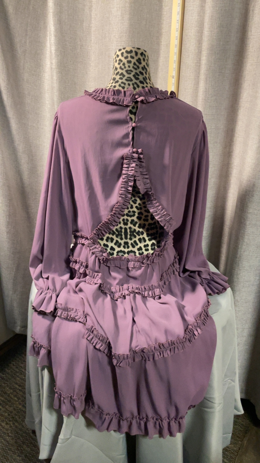 2XL Purple Ruffle Trim Long Sleeve Dress image 2