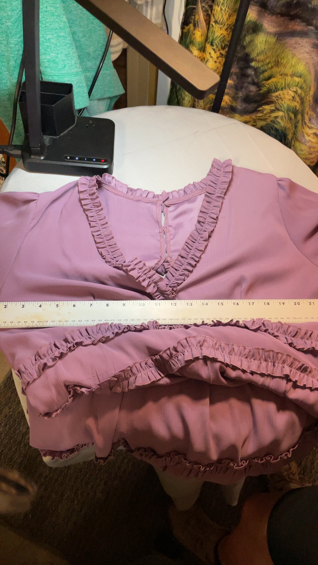 2XL Purple Ruffle Trim Long Sleeve Dress image 5