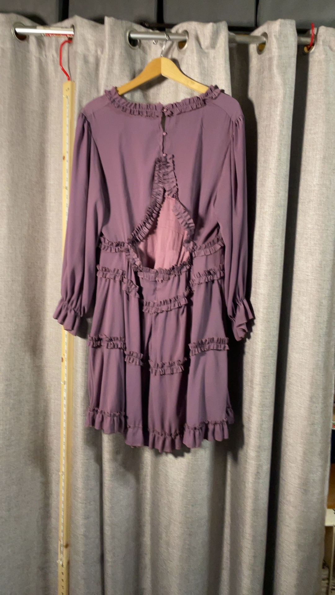 2XL Purple Ruffle Trim Long Sleeve Dress image 8