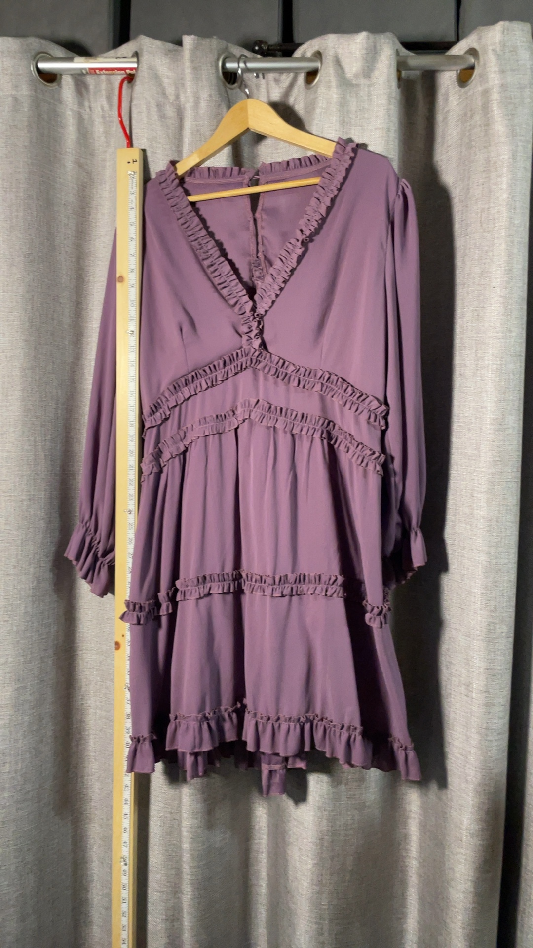 2XL Purple Ruffle Trim Long Sleeve Dress image 6