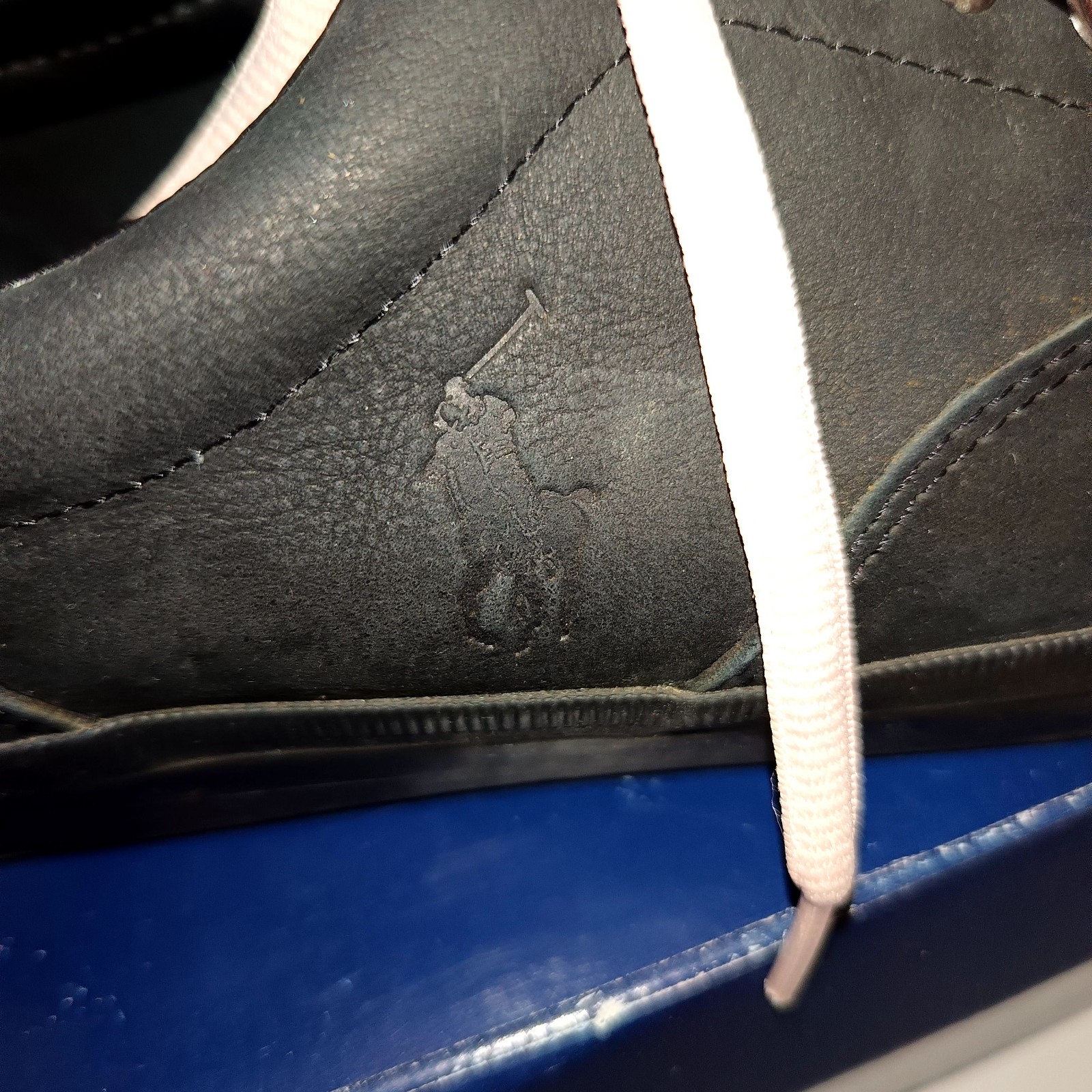 Polo Ralph Lauren Black Leather Sneakers Pink Laces Men's 12D image 4