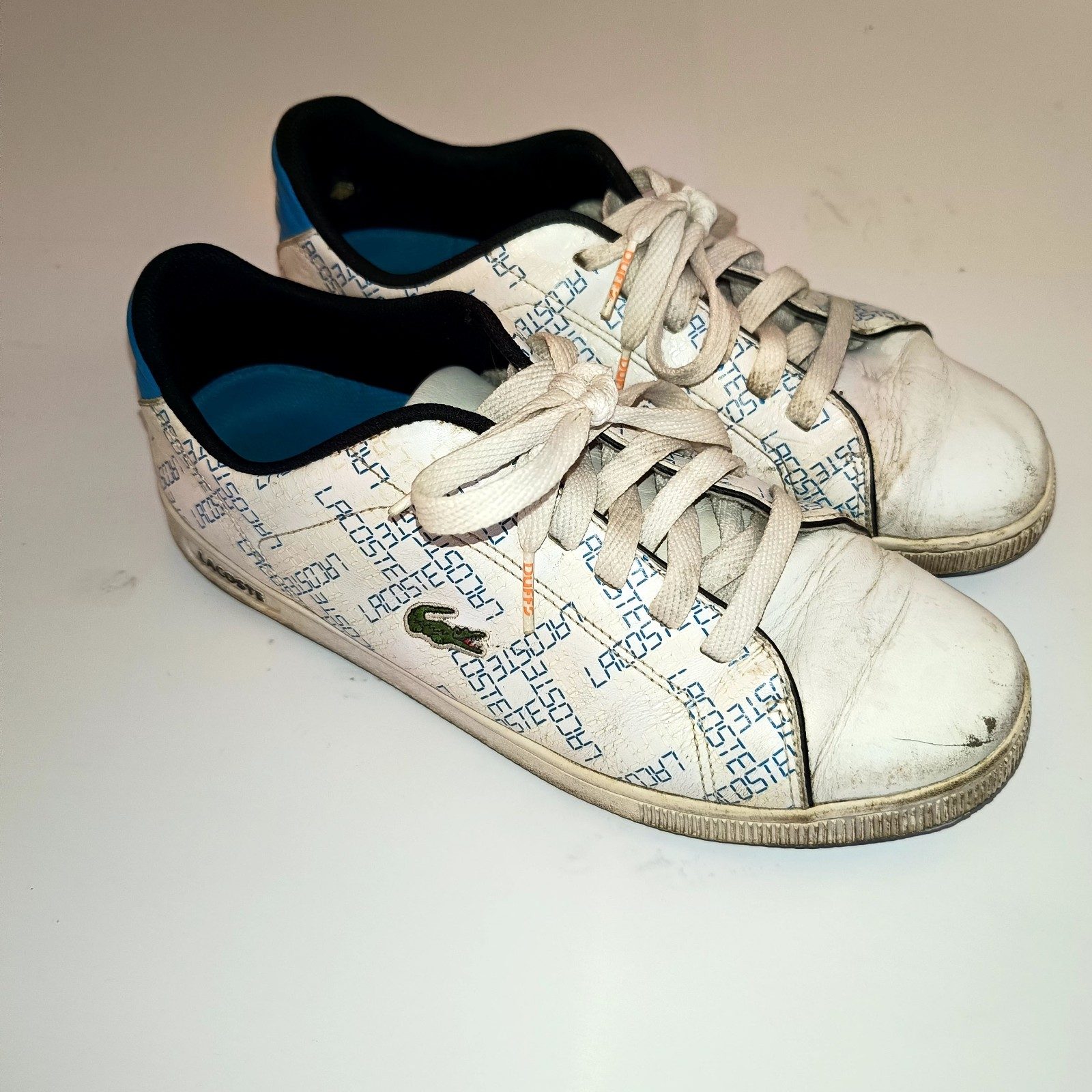 Lacoste White & Blue Carnap Sneakers US 12 Men's