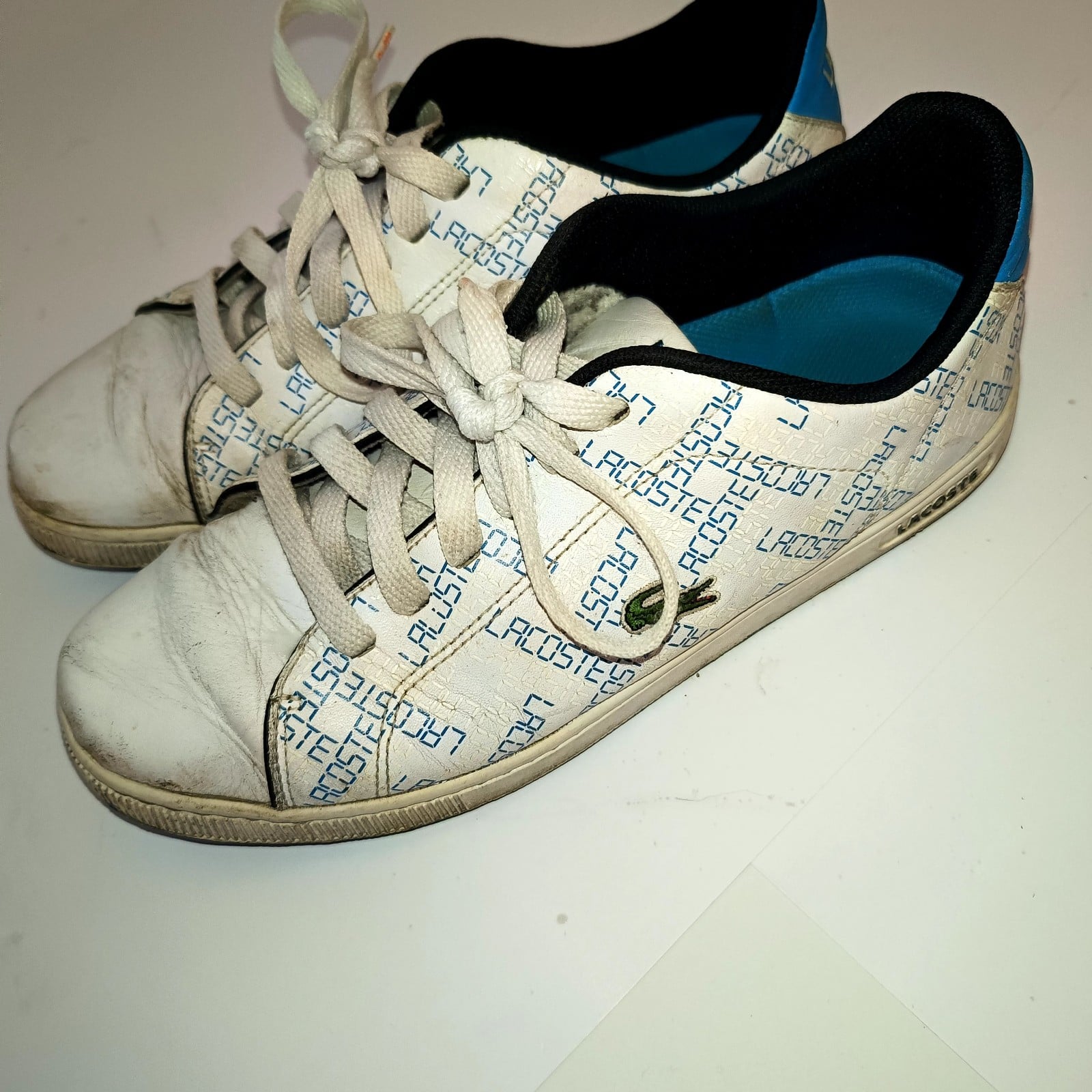 Lacoste White & Blue Carnap Sneakers US 12 Men's image 3