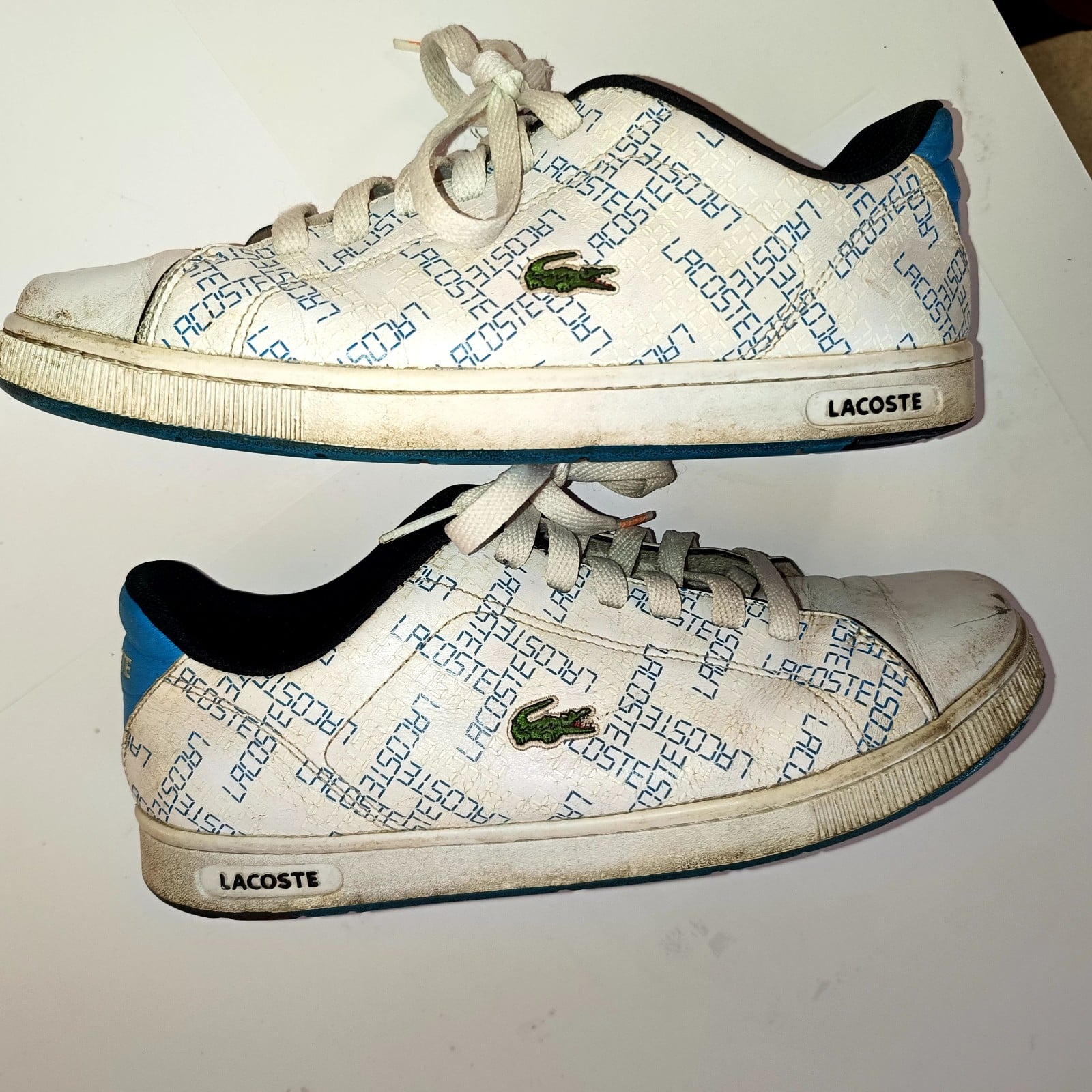 Lacoste White & Blue Carnap Sneakers US 12 Men's image 6