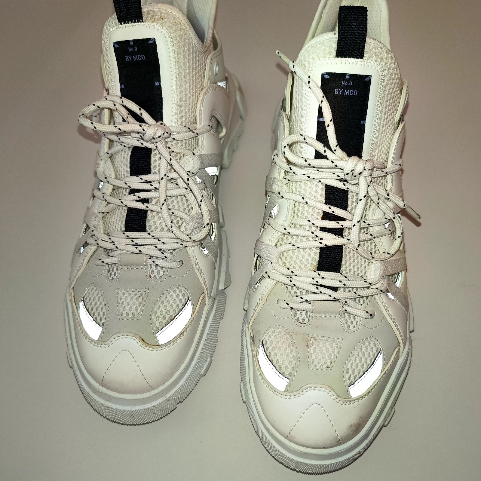McQ Men Beige & Black Chunky Sneakers 45it/12us