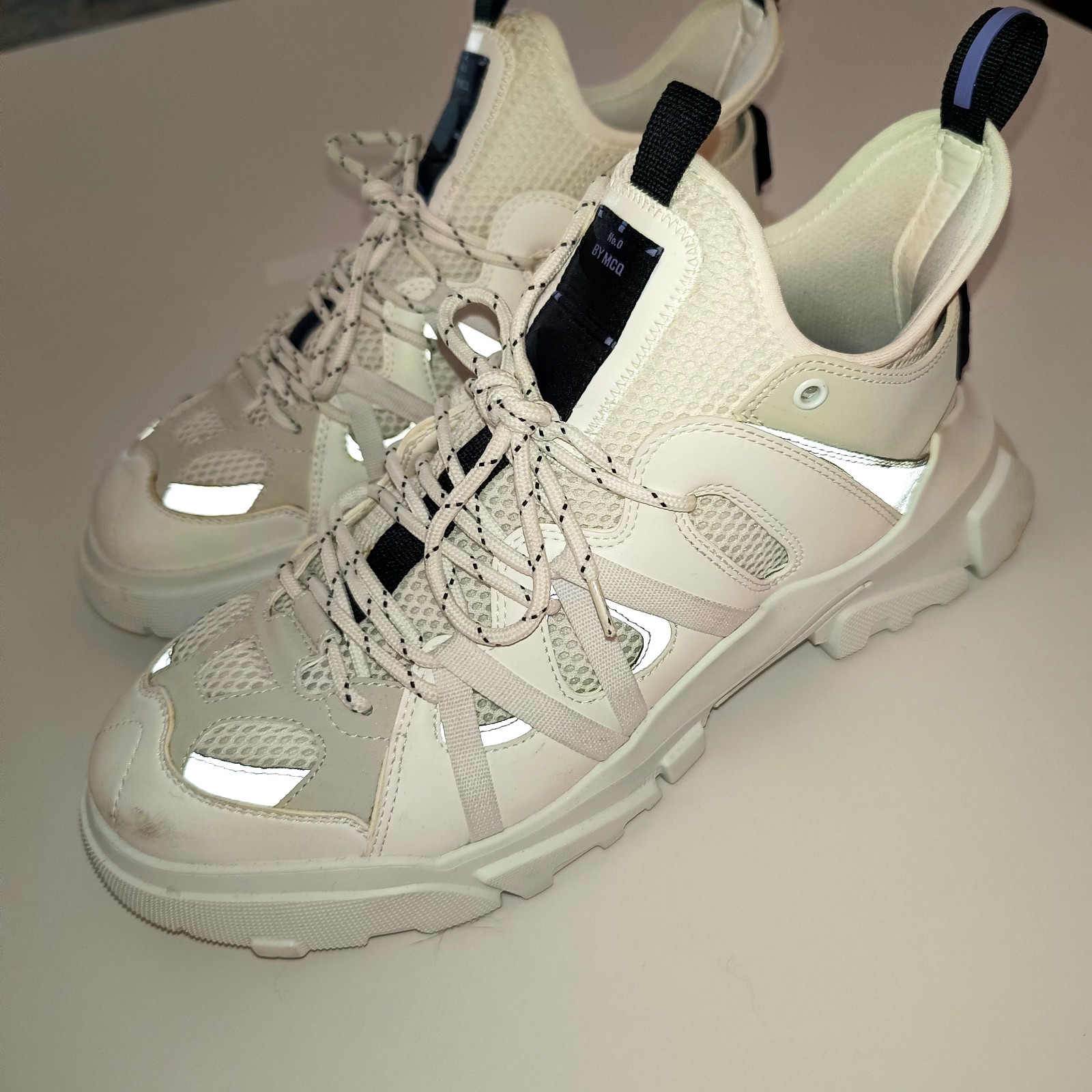 McQ Men Beige & Black Chunky Sneakers 45it/12us image 2