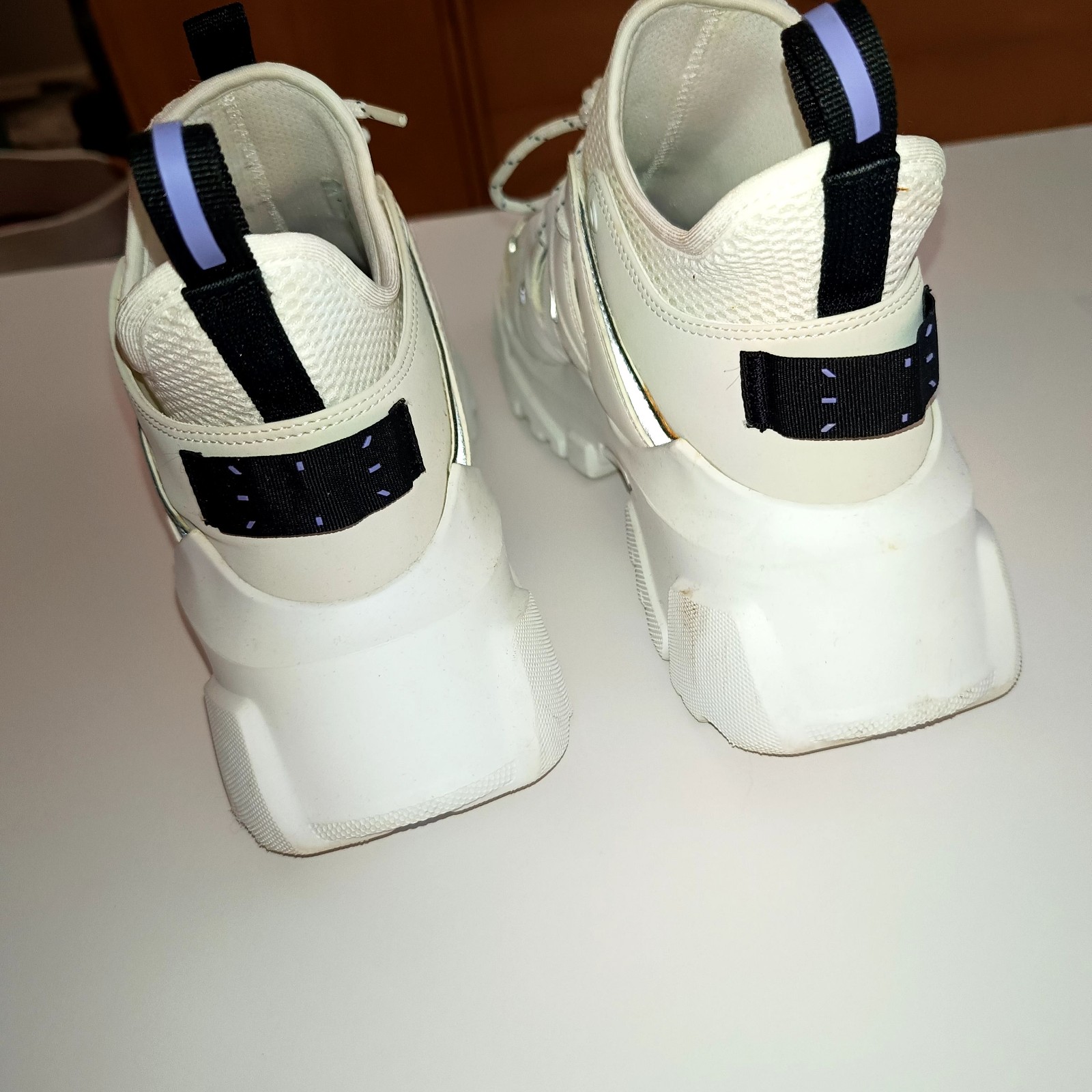 McQ Men Beige & Black Chunky Sneakers 45it/12us image 3