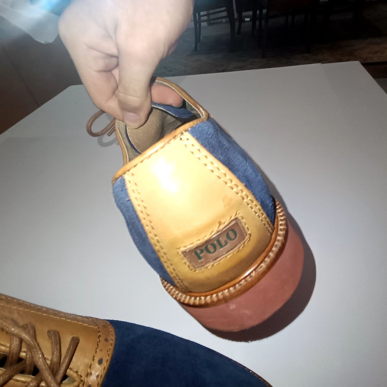 Polo Ralph Lauren Blue & Tan Leather Suede Oxfords US 12 image 4