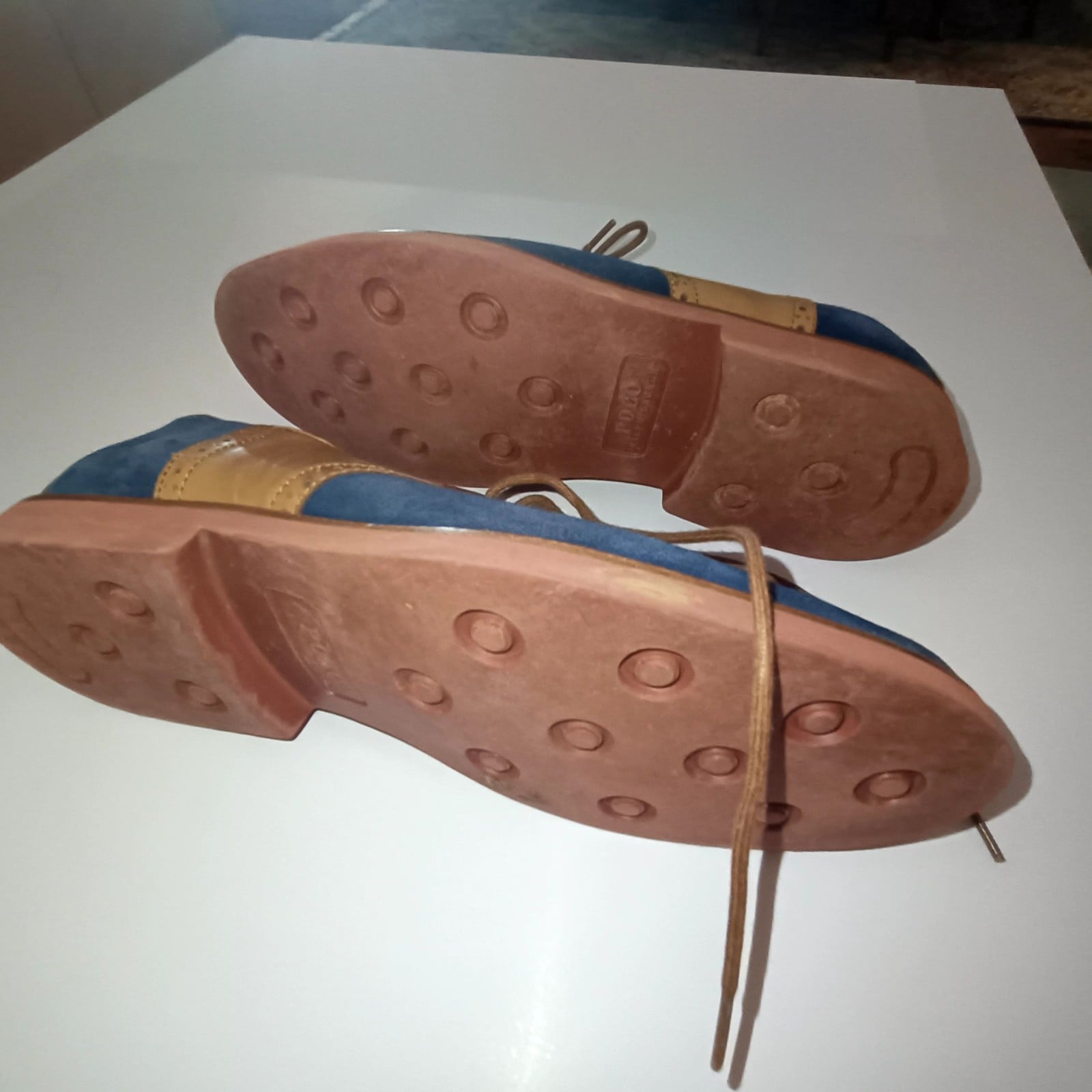 Polo Ralph Lauren Blue & Tan Leather Suede Oxfords US 12 image 5