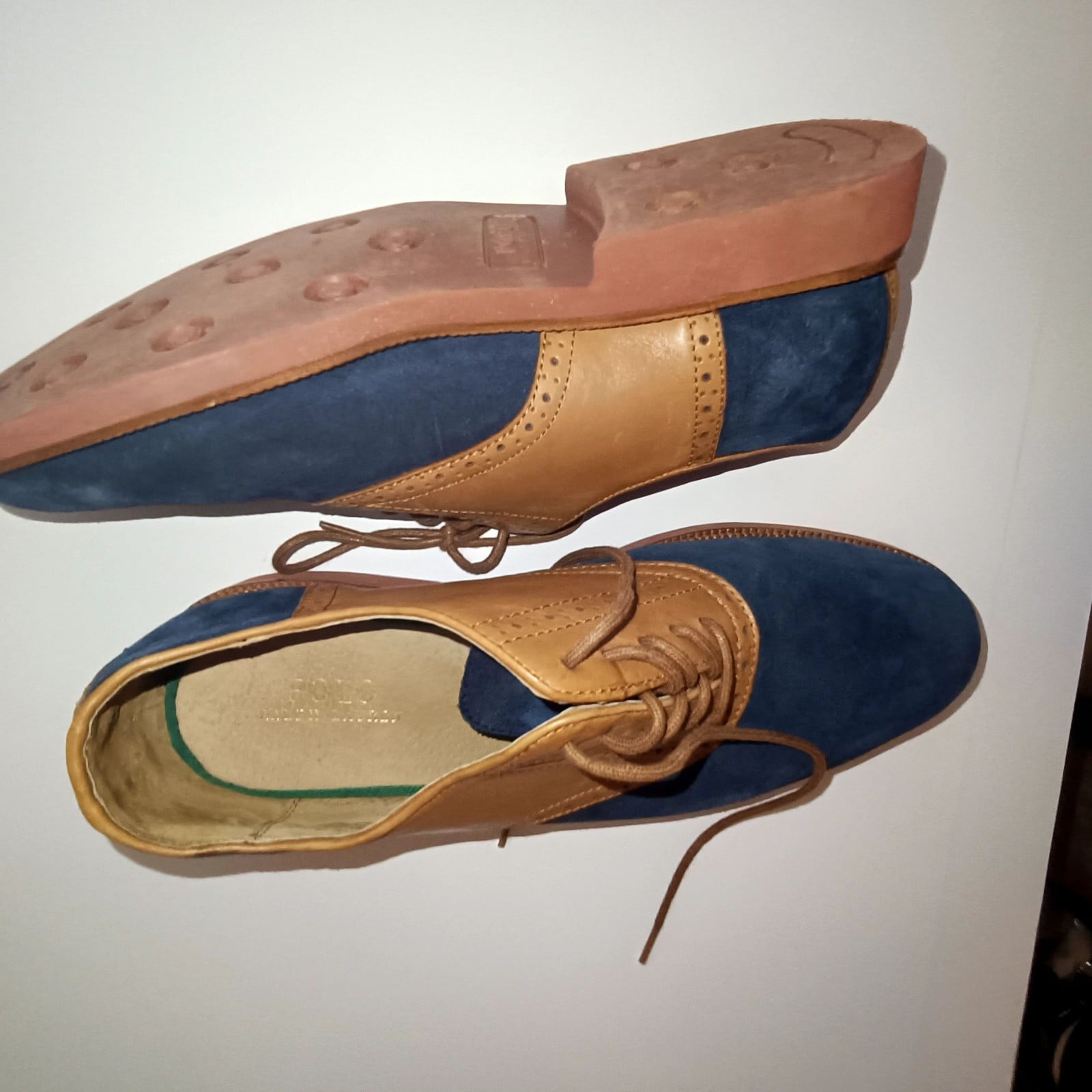 Polo Ralph Lauren Blue & Tan Leather Suede Oxfords US 12 image 7