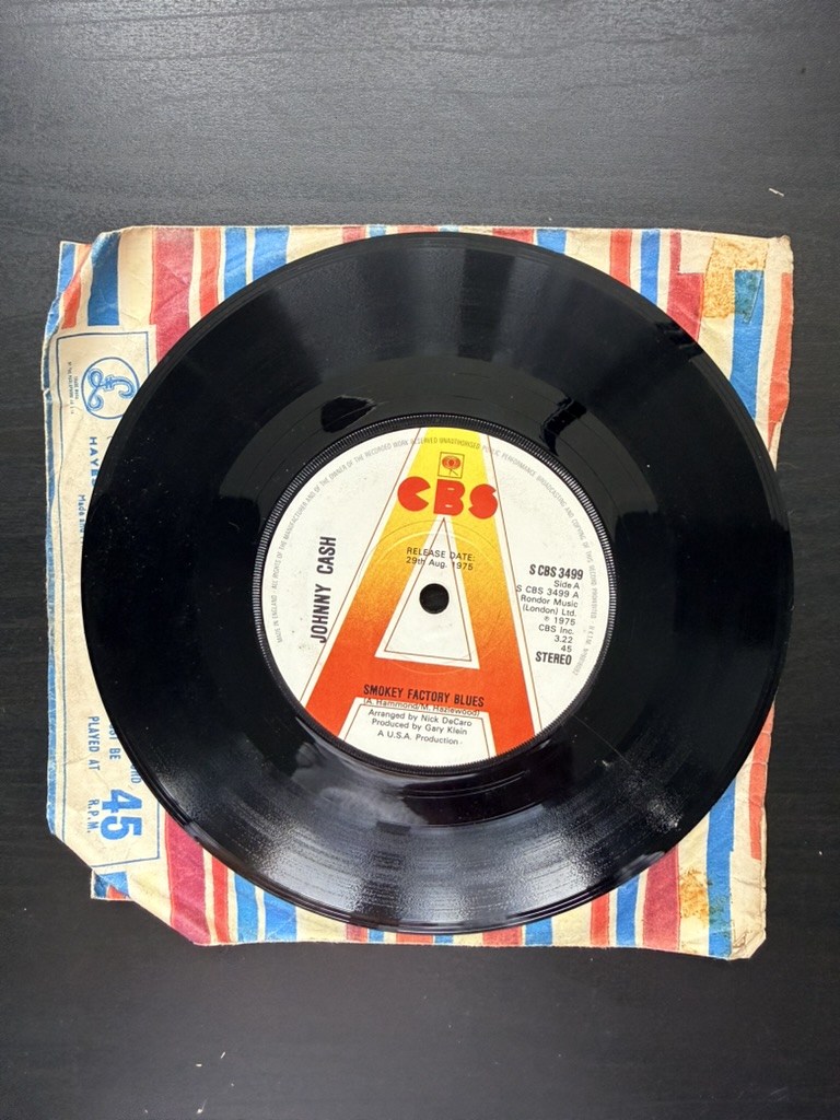 Johnny Cash Smokey Factory Blues Vinyl Record Single 7 inch 45RPM
