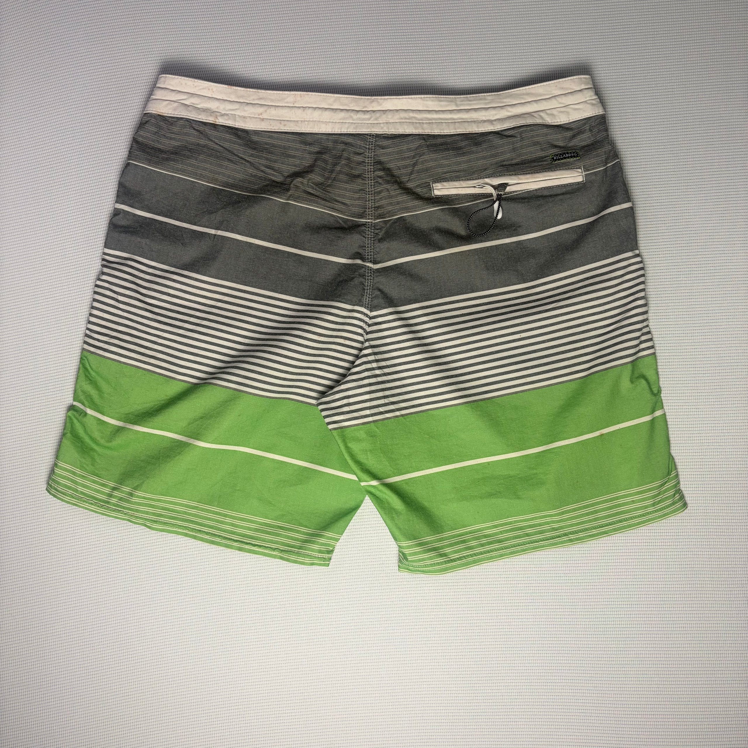 Billabong Board Shorts Grey Green Striped Men's Size 36 Surf Beachwear image 9