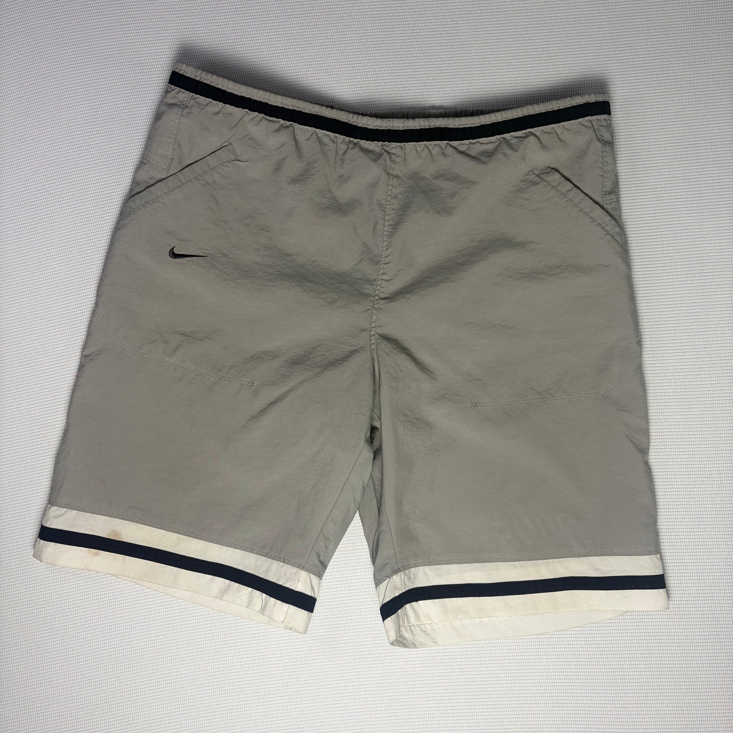 90's Nike Vintage Nylon Swim Shorts Grey Navy Colourblock Men's S Y2K