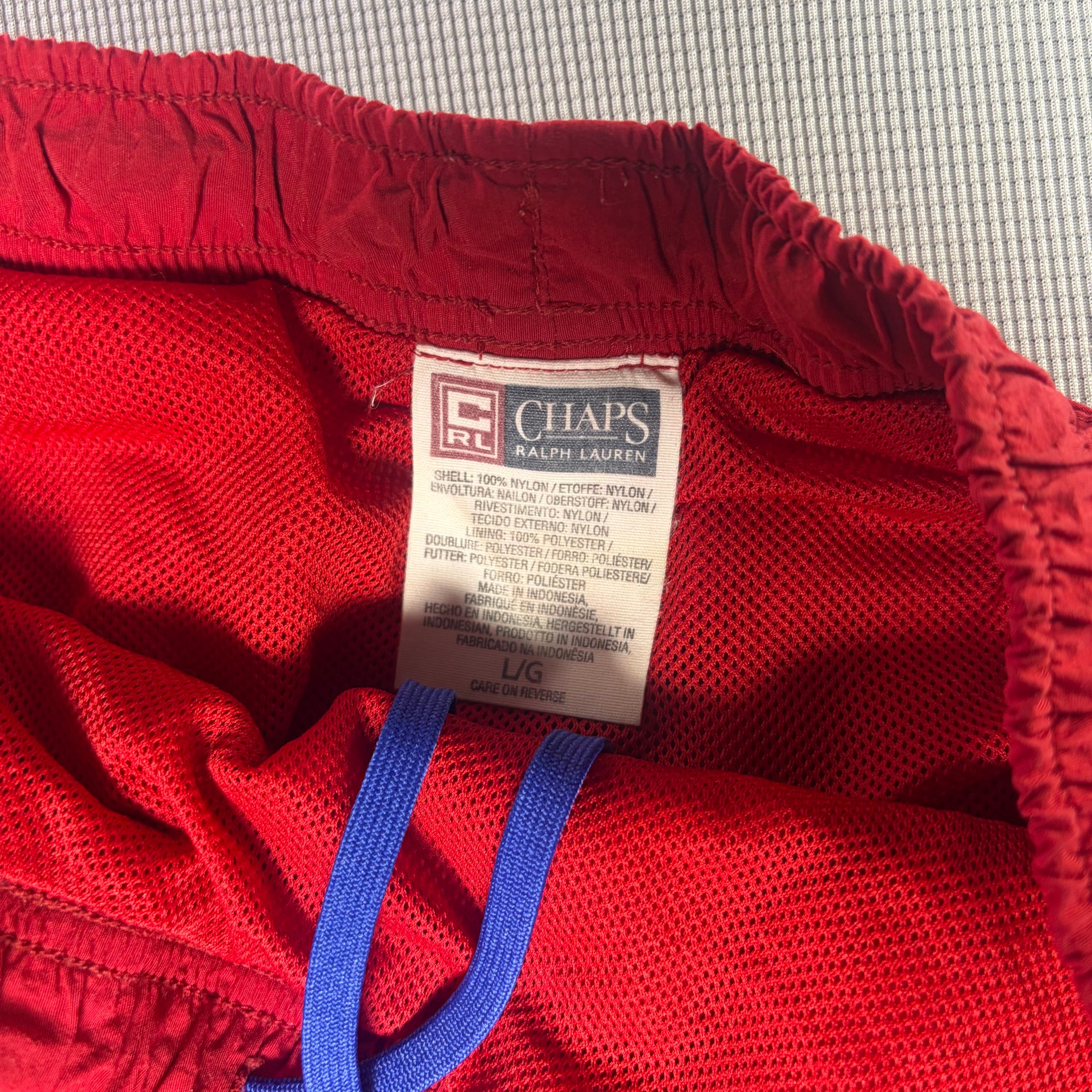 Chaps Ralph Lauren Vintage Swim Shorts Red Blue Men's L Colourblock 90s image 4