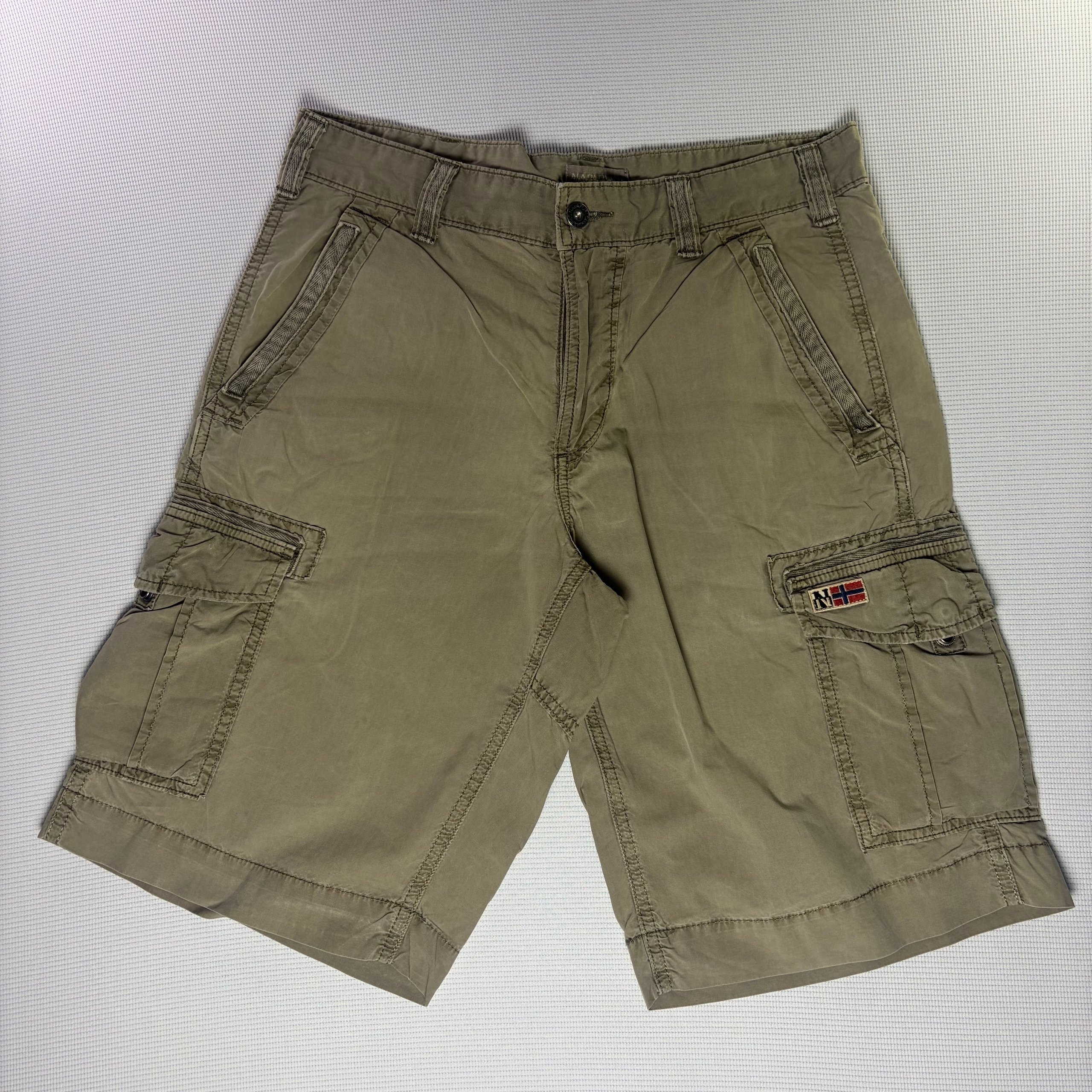 Napapijri Cargo Shorts Khaki Olive Men's W30 Workwear Utility