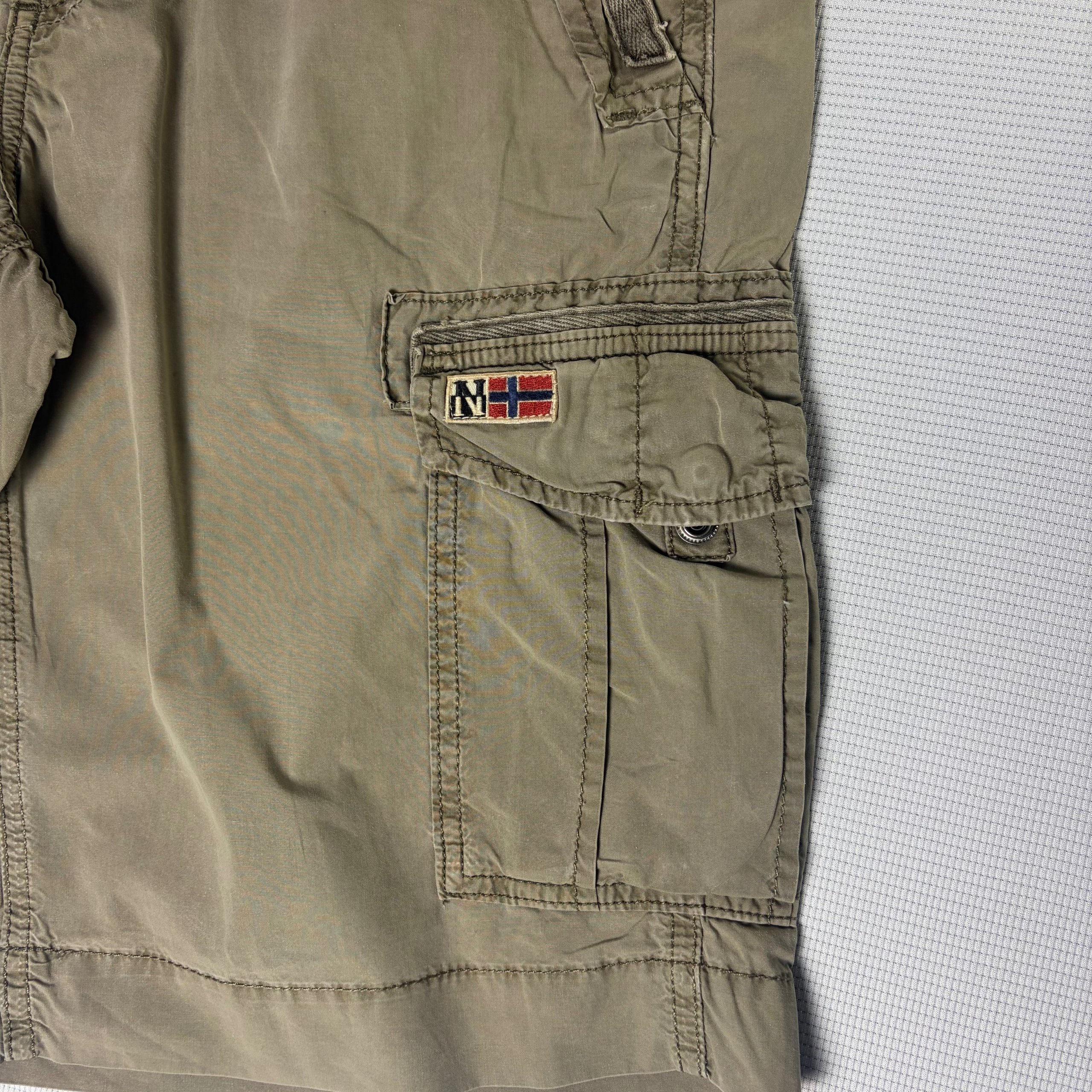 Napapijri Cargo Shorts Khaki Olive Men's W30 Workwear Utility image 2