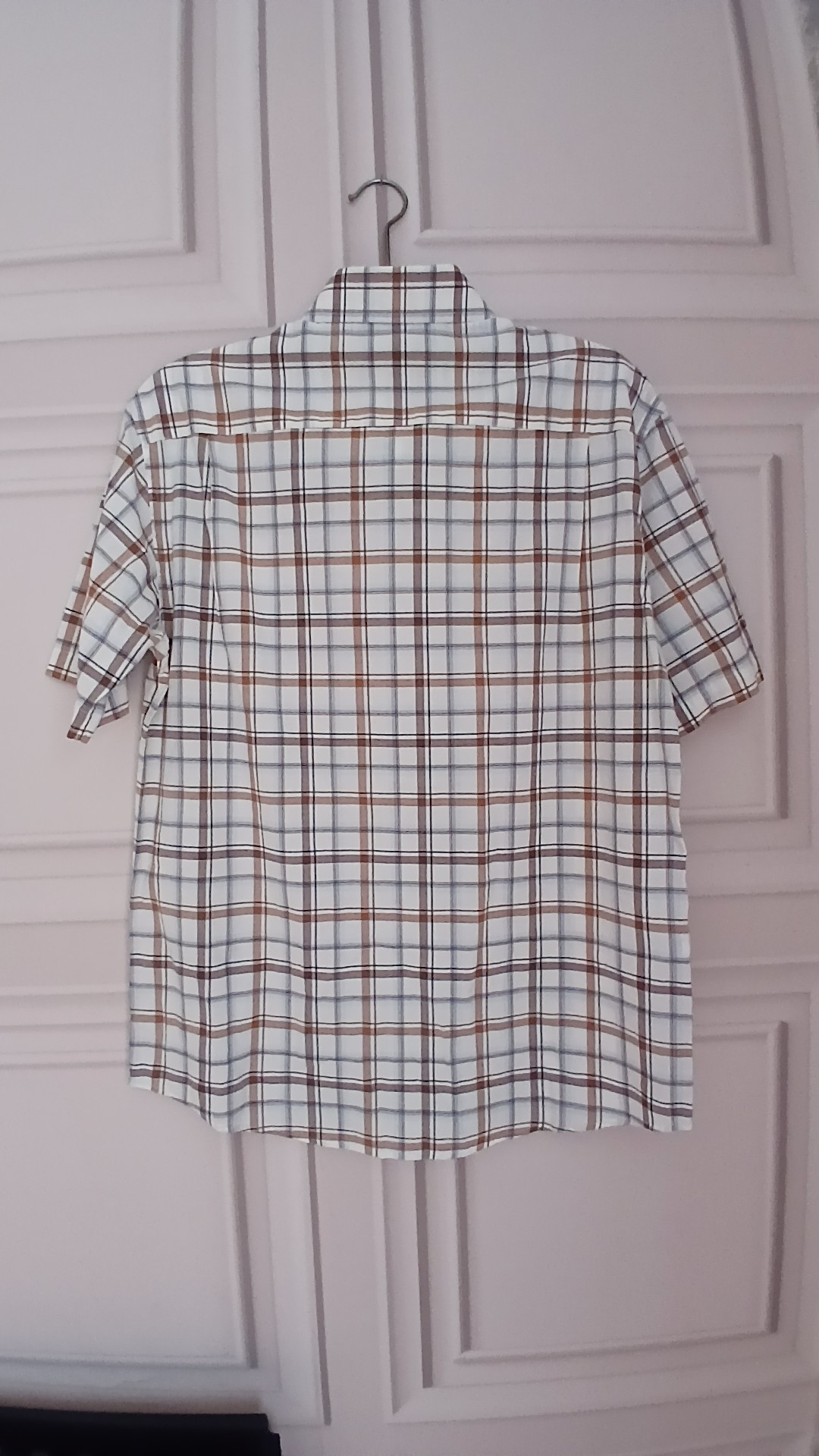Blue Harbour Brown, Cream & Blue Checked 100% Cotton Short Sleeve Shirt Size S image 2