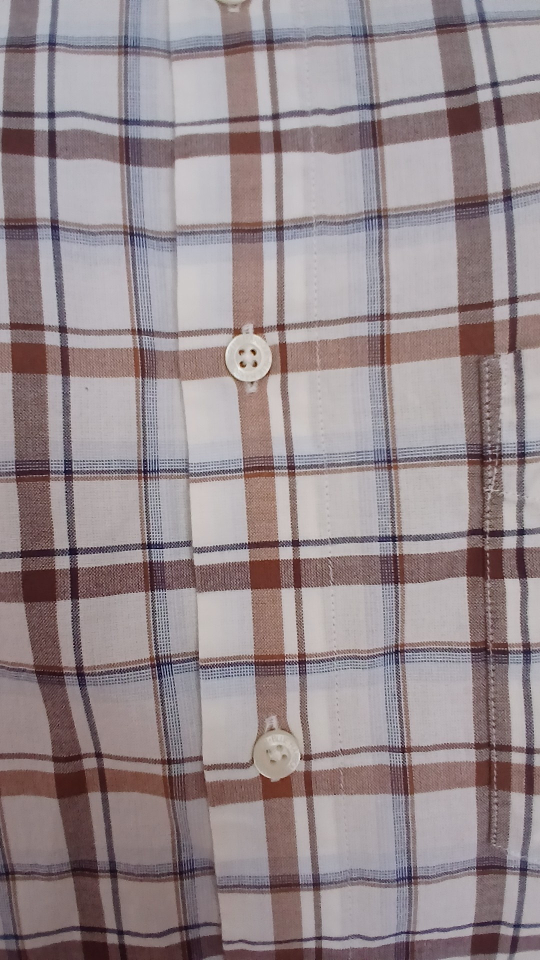 Blue Harbour Brown, Cream & Blue Checked 100% Cotton Short Sleeve Shirt Size S image 4