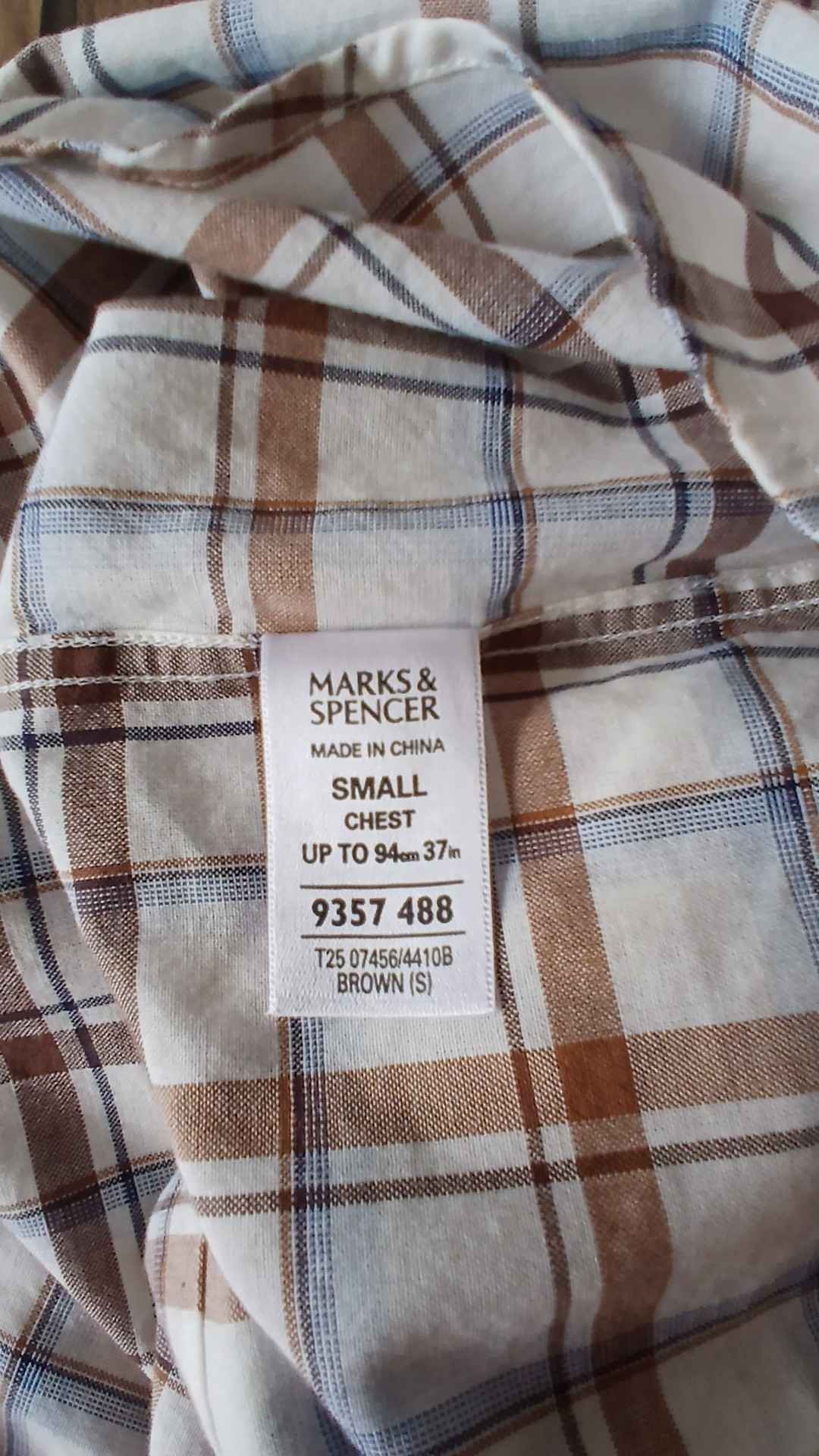Blue Harbour Brown, Cream & Blue Checked 100% Cotton Short Sleeve Shirt Size S image 5